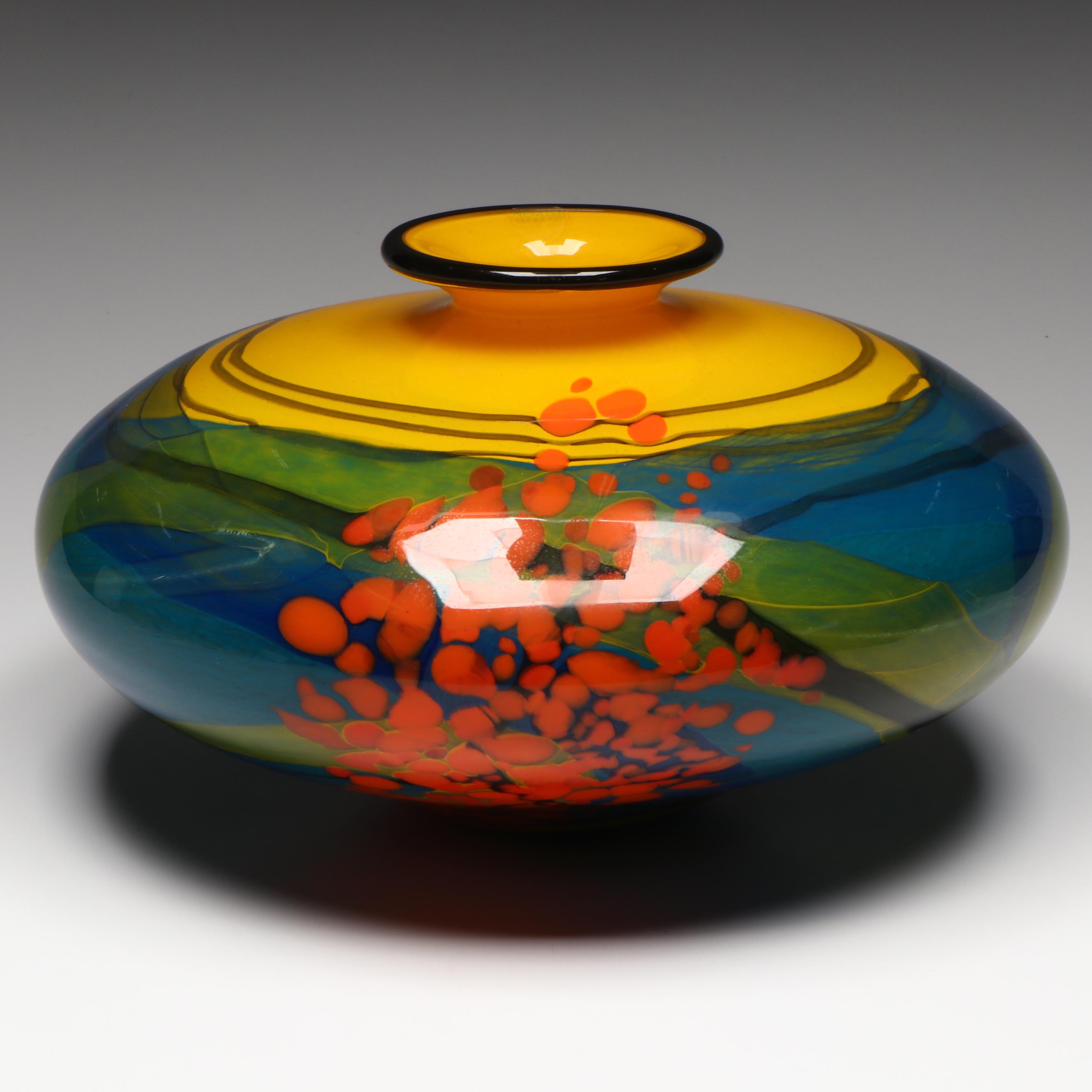 Ioan Nemtoi Green Hand Blown Art Glass Vase