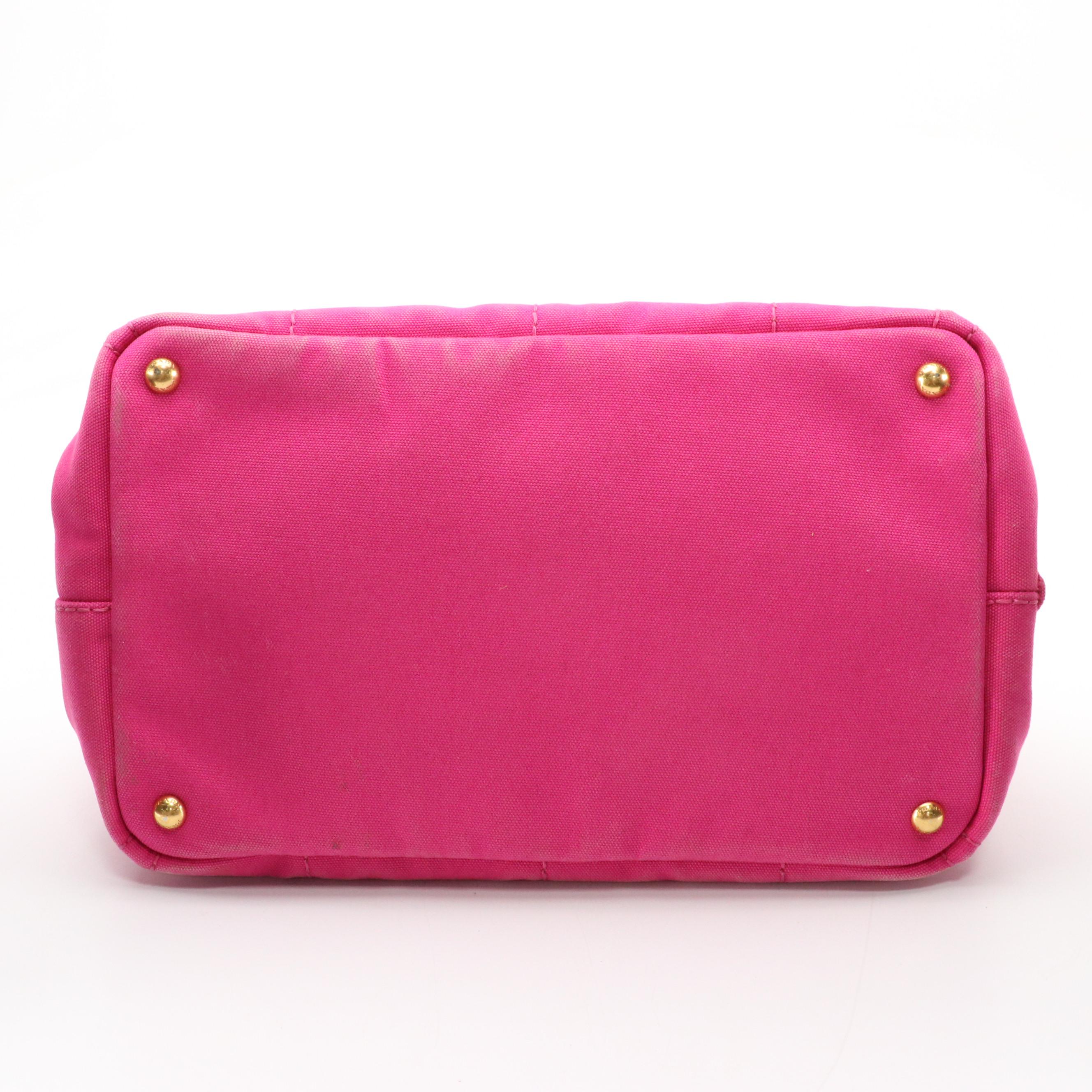 Prada Fuchsia Canapa Canvas Logo Tote