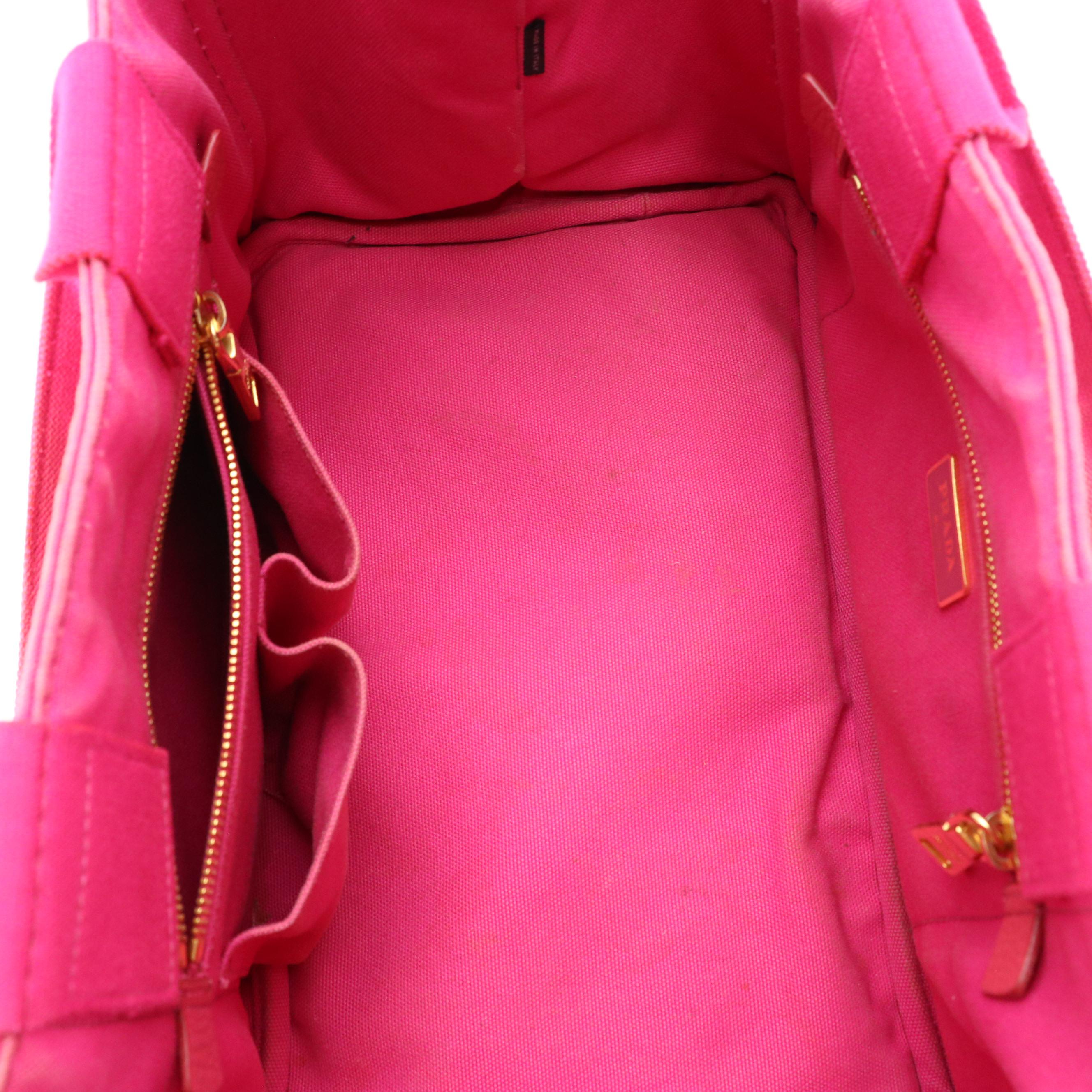 Prada Fuchsia Canapa Canvas Logo Tote