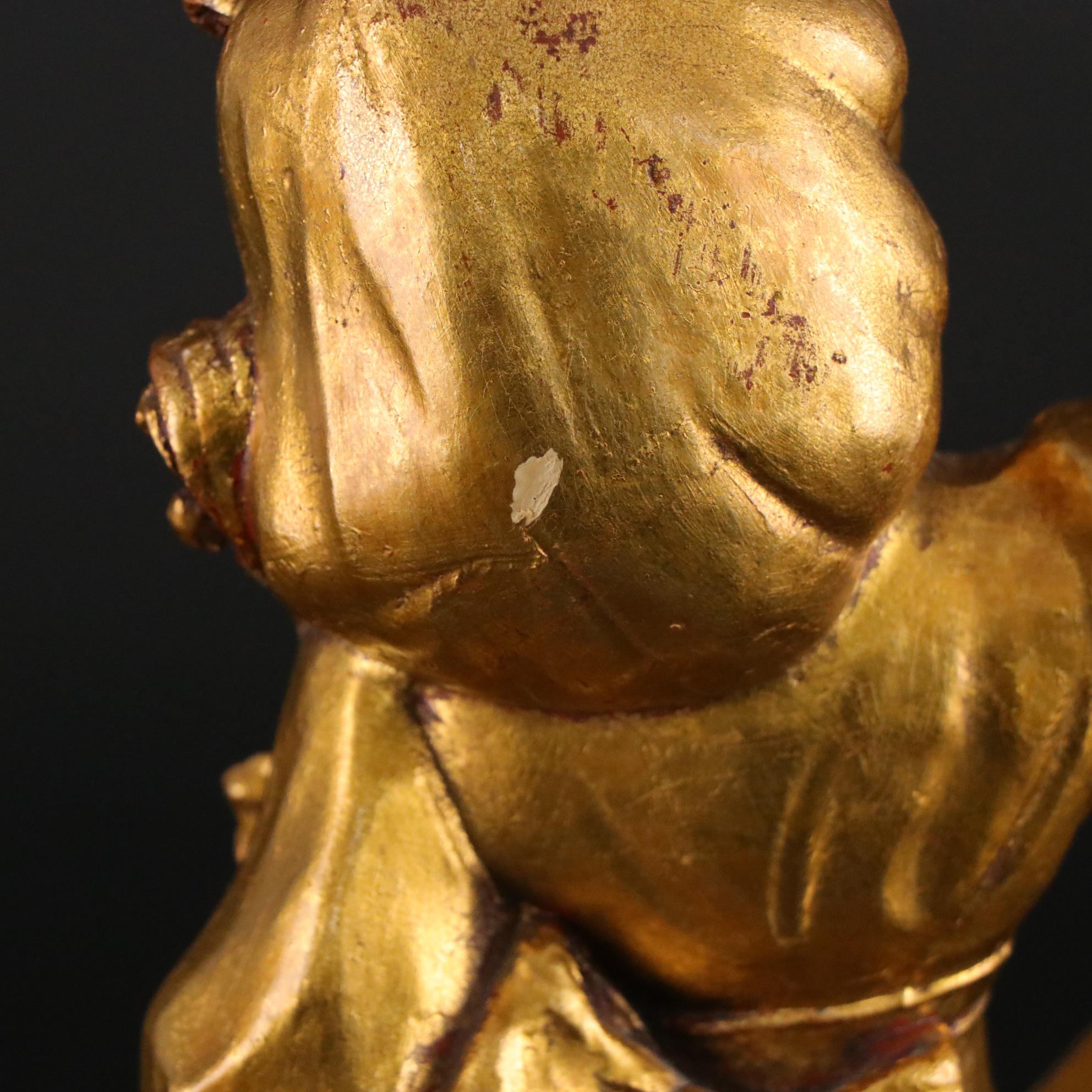 Borghese Gilded Chalkware Sculpture of Girl Playing Cello