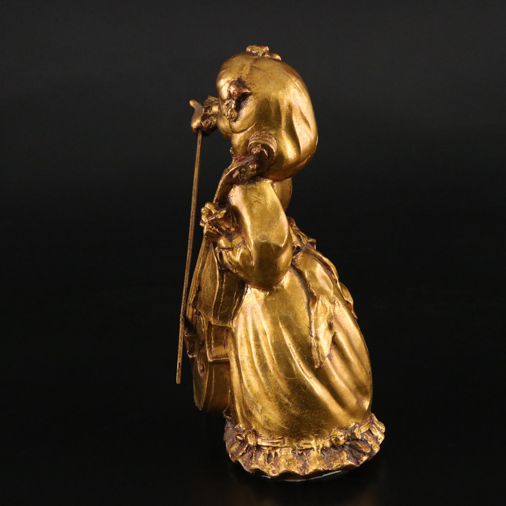 Borghese Gilded Chalkware Sculpture of Girl Playing Cello