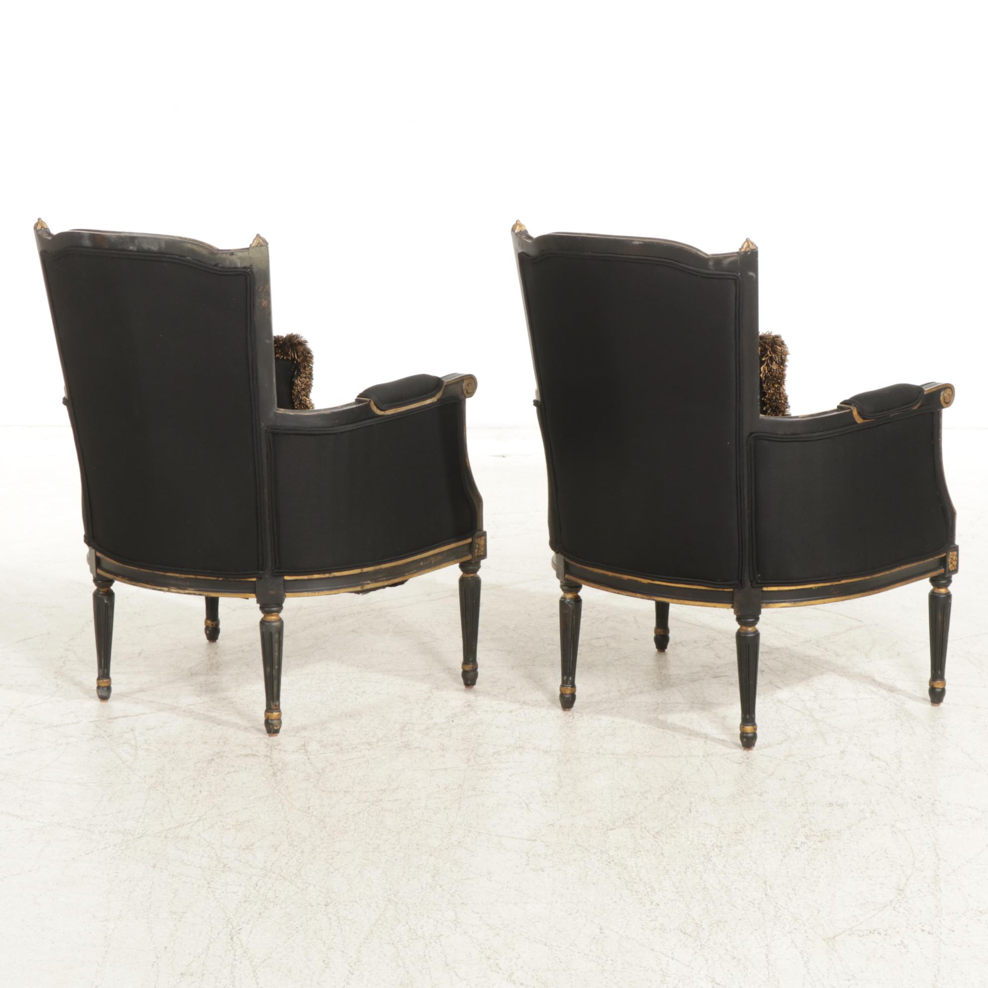 Louis XVI Style Bergères, Pair, MId to Late 20th Century