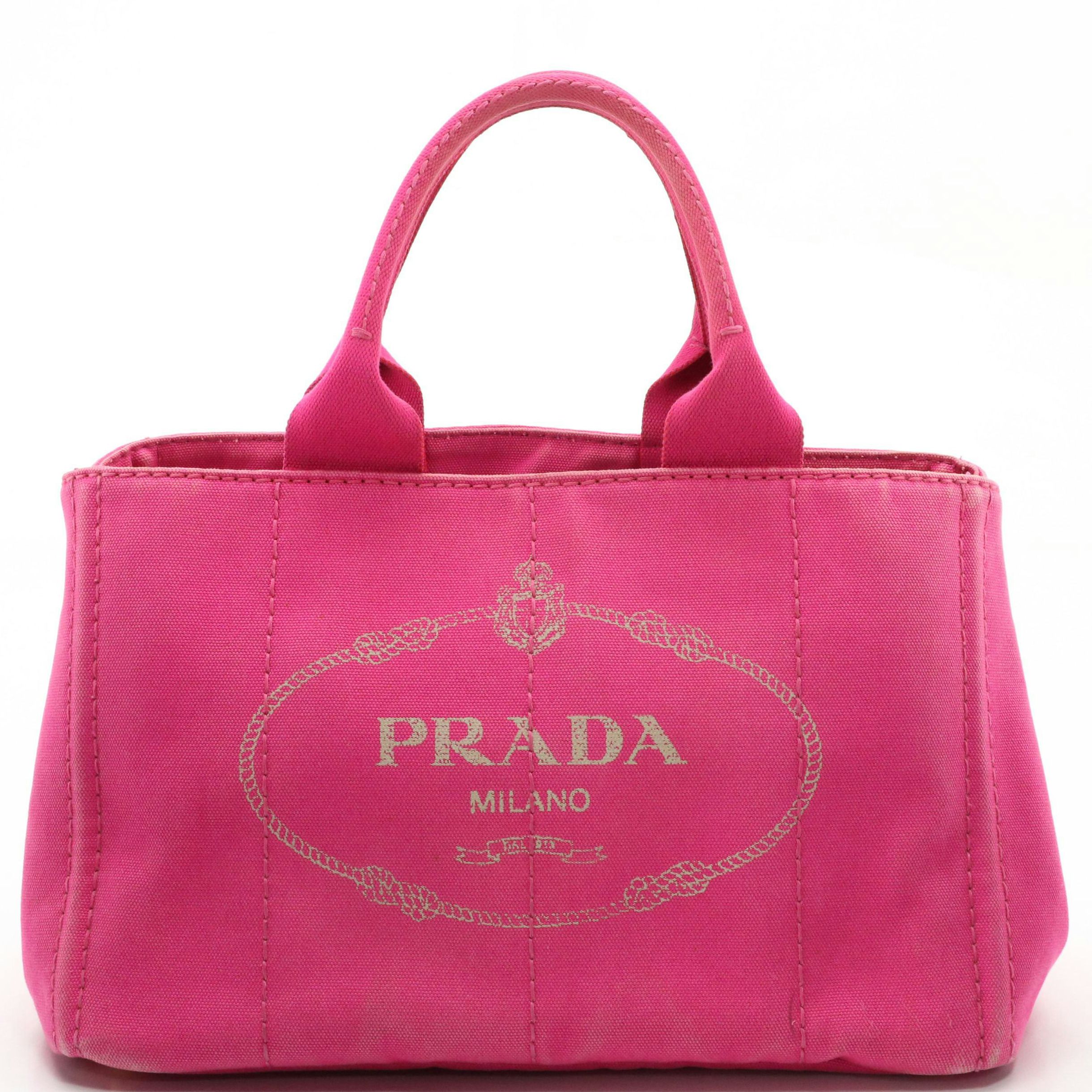 Prada Fuchsia Canapa Canvas Logo Tote