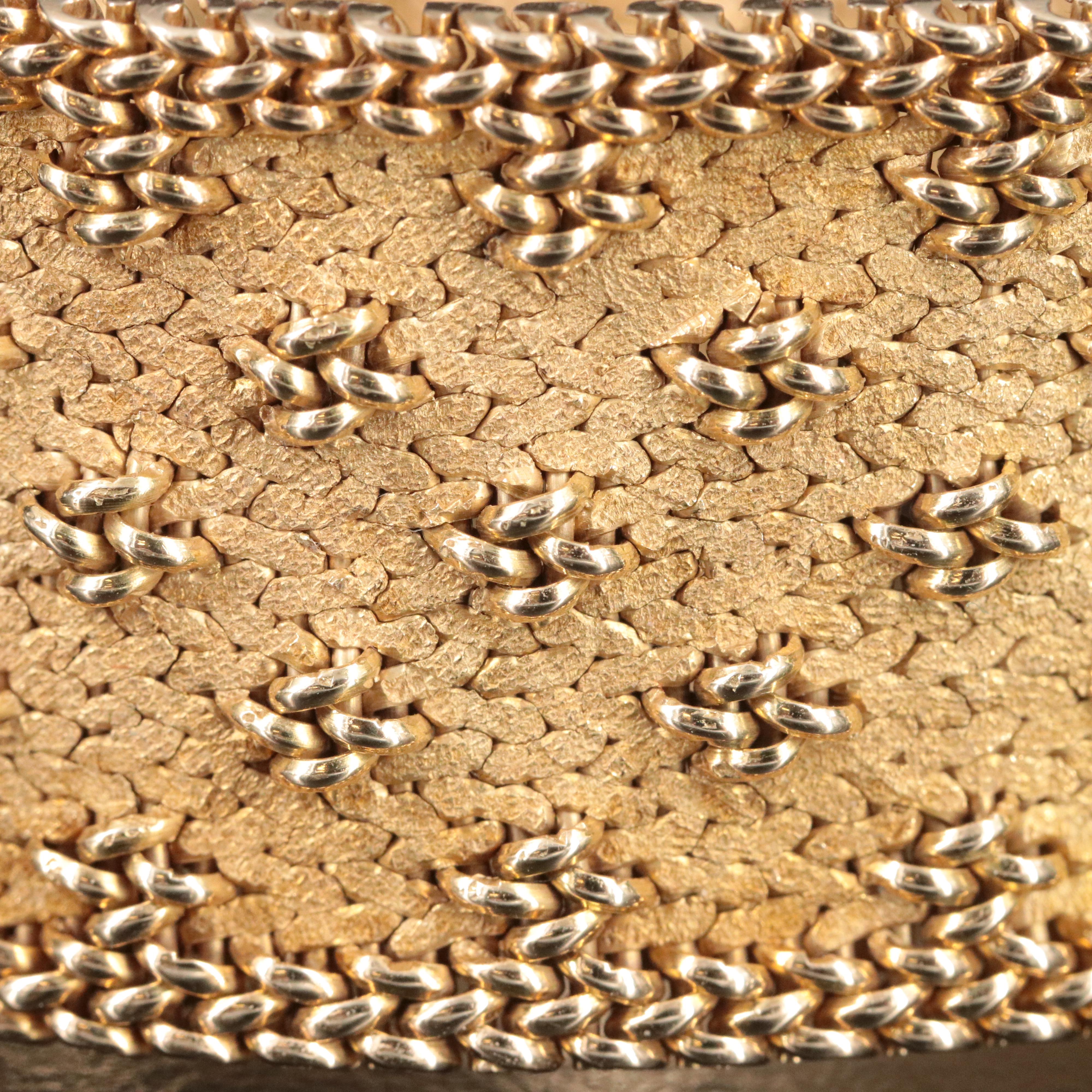 14K Eloga 1.25 CTW Diamond Flourished Dial Cover Wide Woven Band Watch