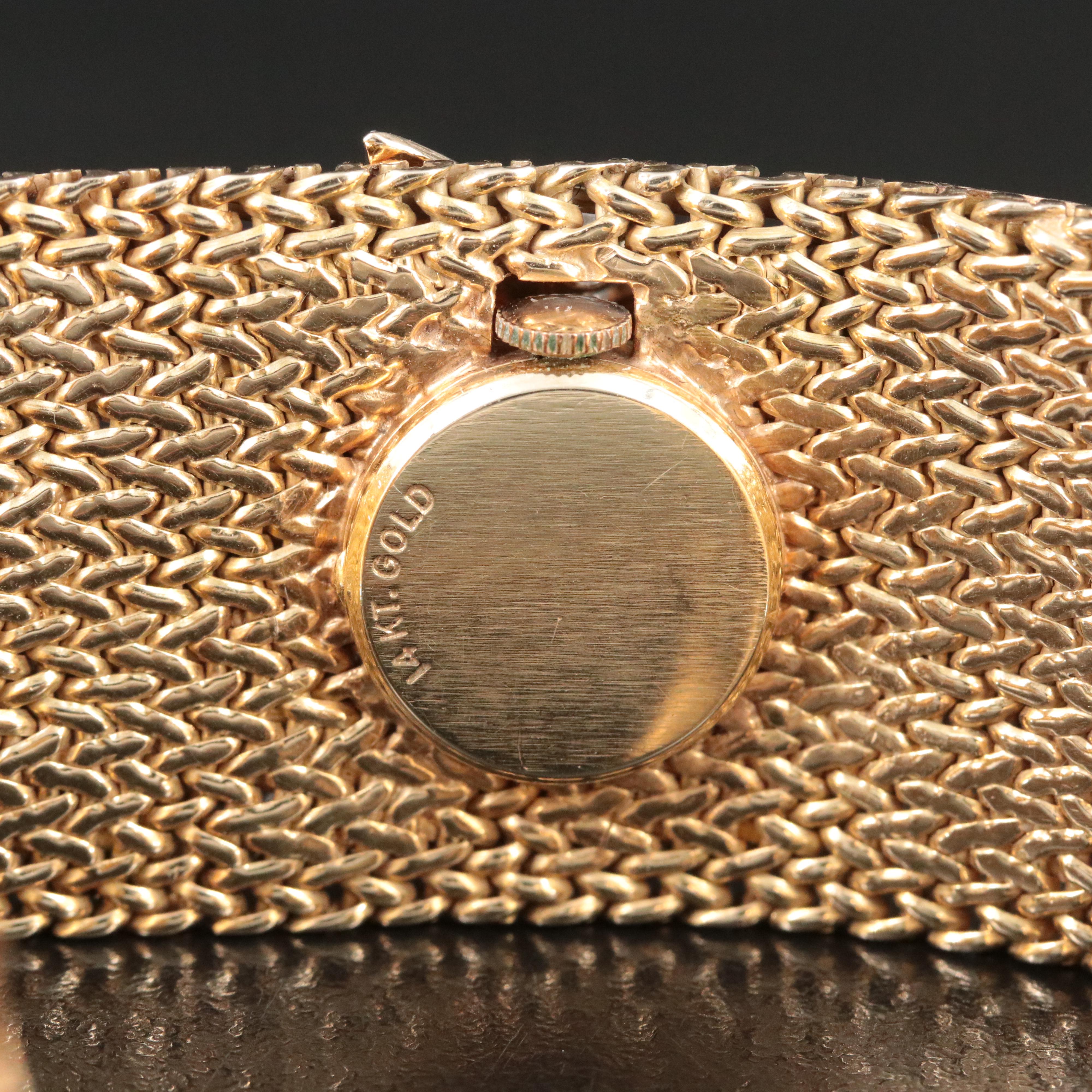 14K Eloga 1.25 CTW Diamond Flourished Dial Cover Wide Woven Band Watch