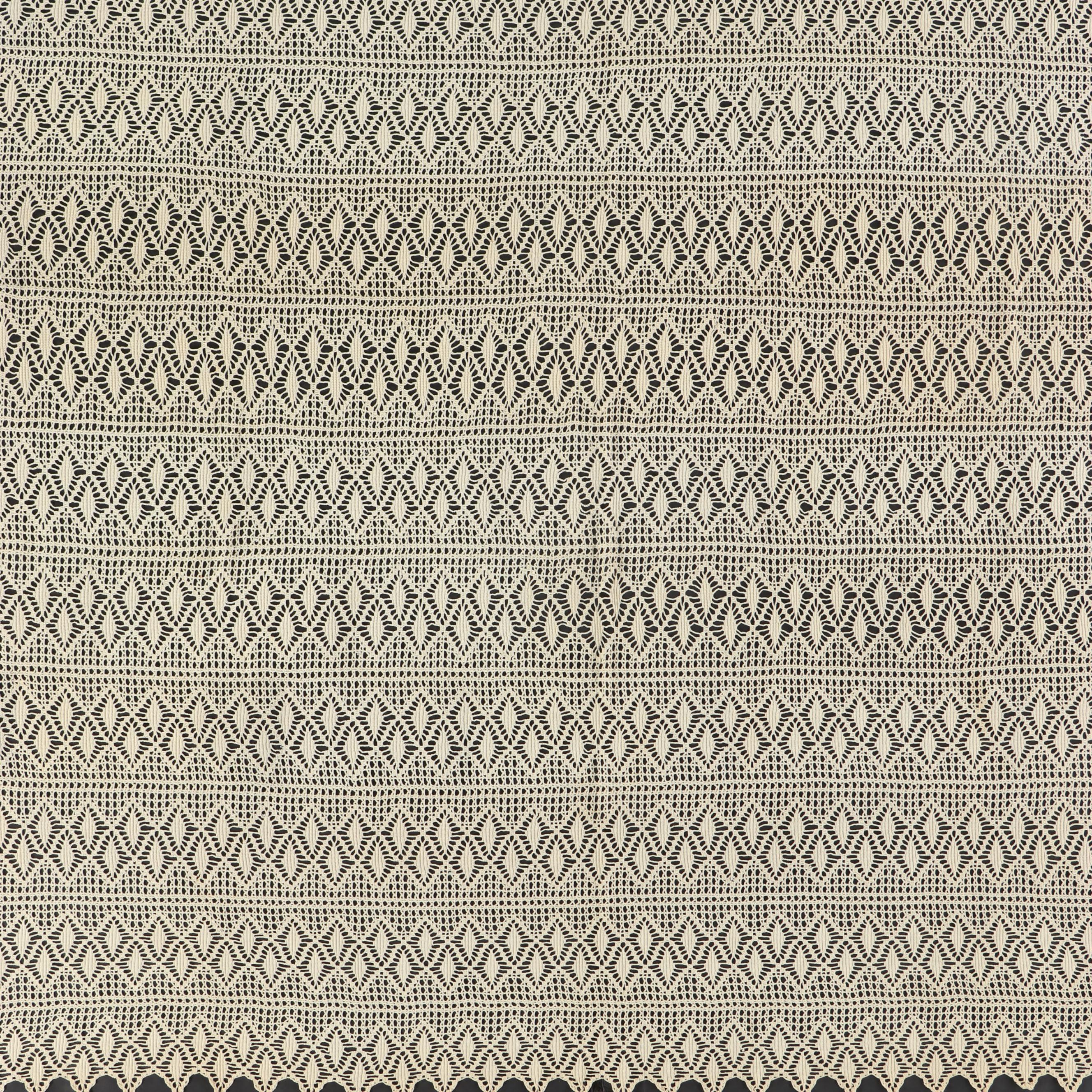 Handmade Crochet Diamond Lace Pattern Queen Coverlet