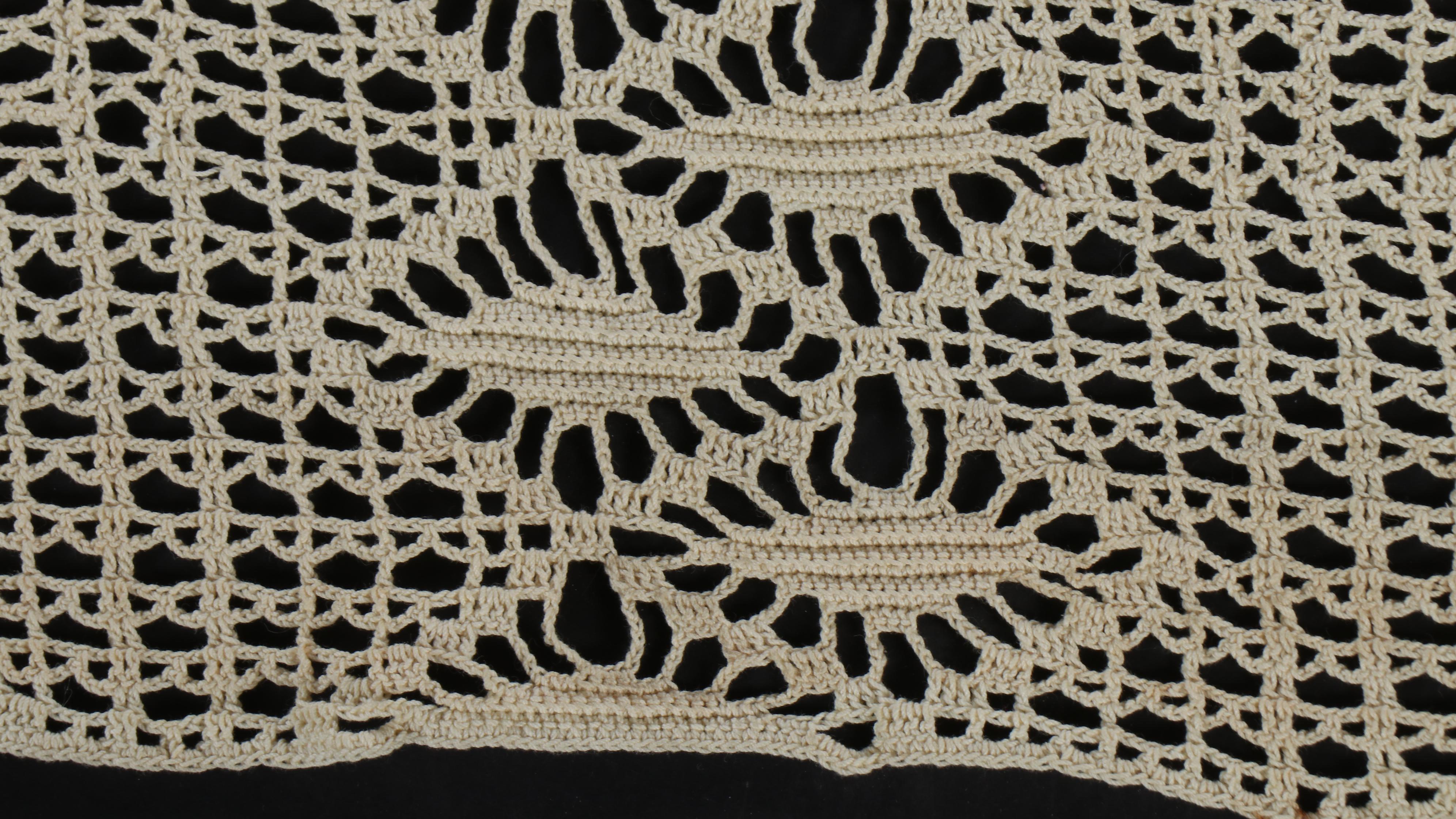 Handmade Crochet Diamond Lace Pattern Queen Coverlet