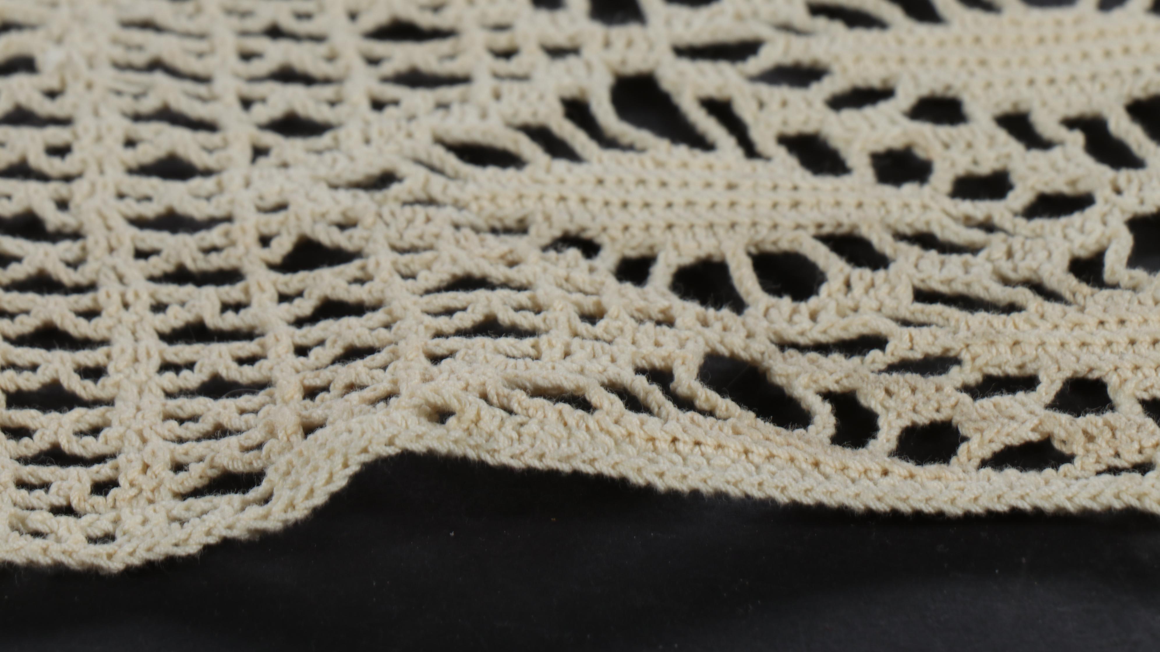 Handmade Crochet Diamond Lace Pattern Queen Coverlet