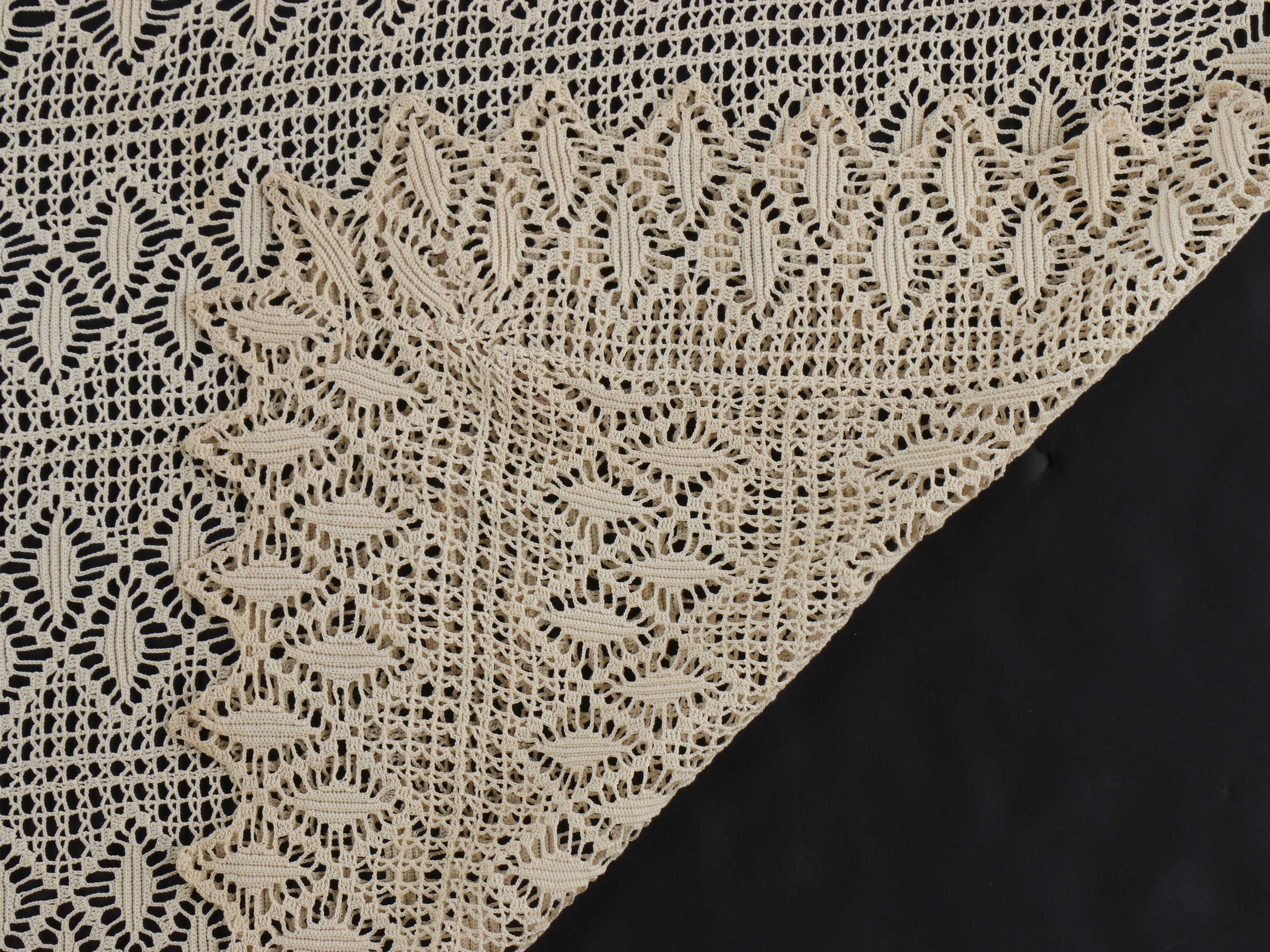 Handmade Crochet Diamond Lace Pattern Queen Coverlet