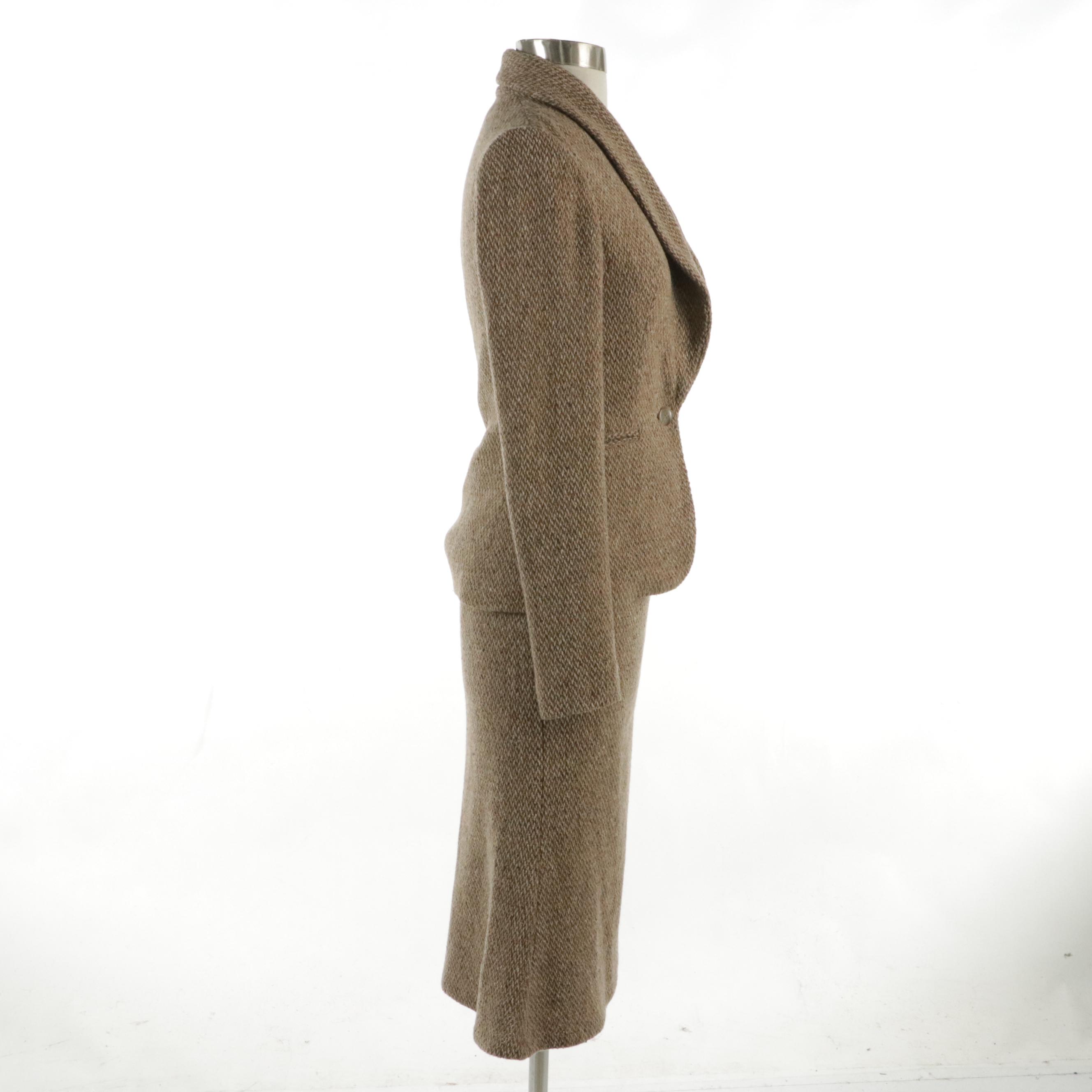 Ralph Lauren Wool Blend Two-Piece Midi Skirt Suit Set