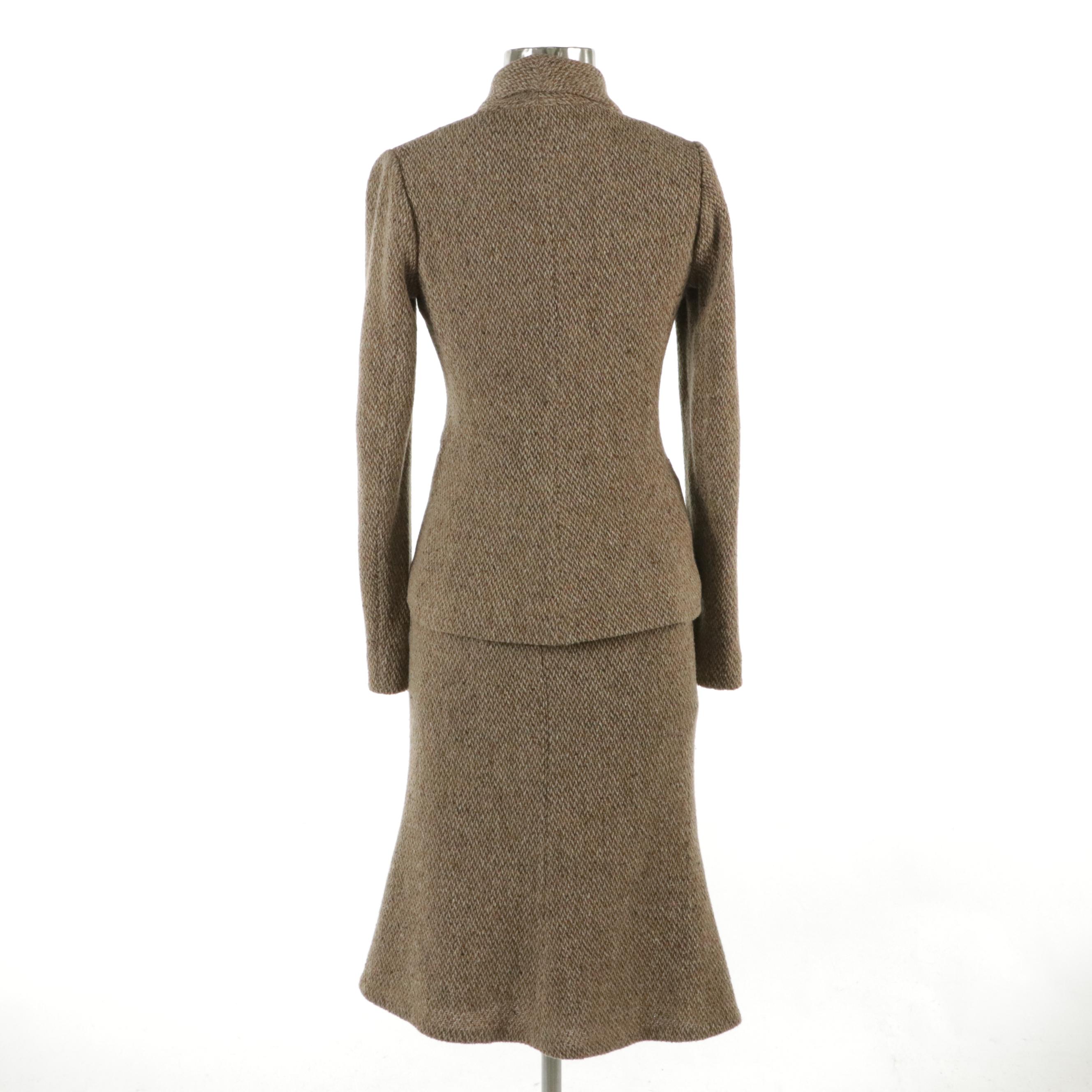 Ralph Lauren Wool Blend Two-Piece Midi Skirt Suit Set