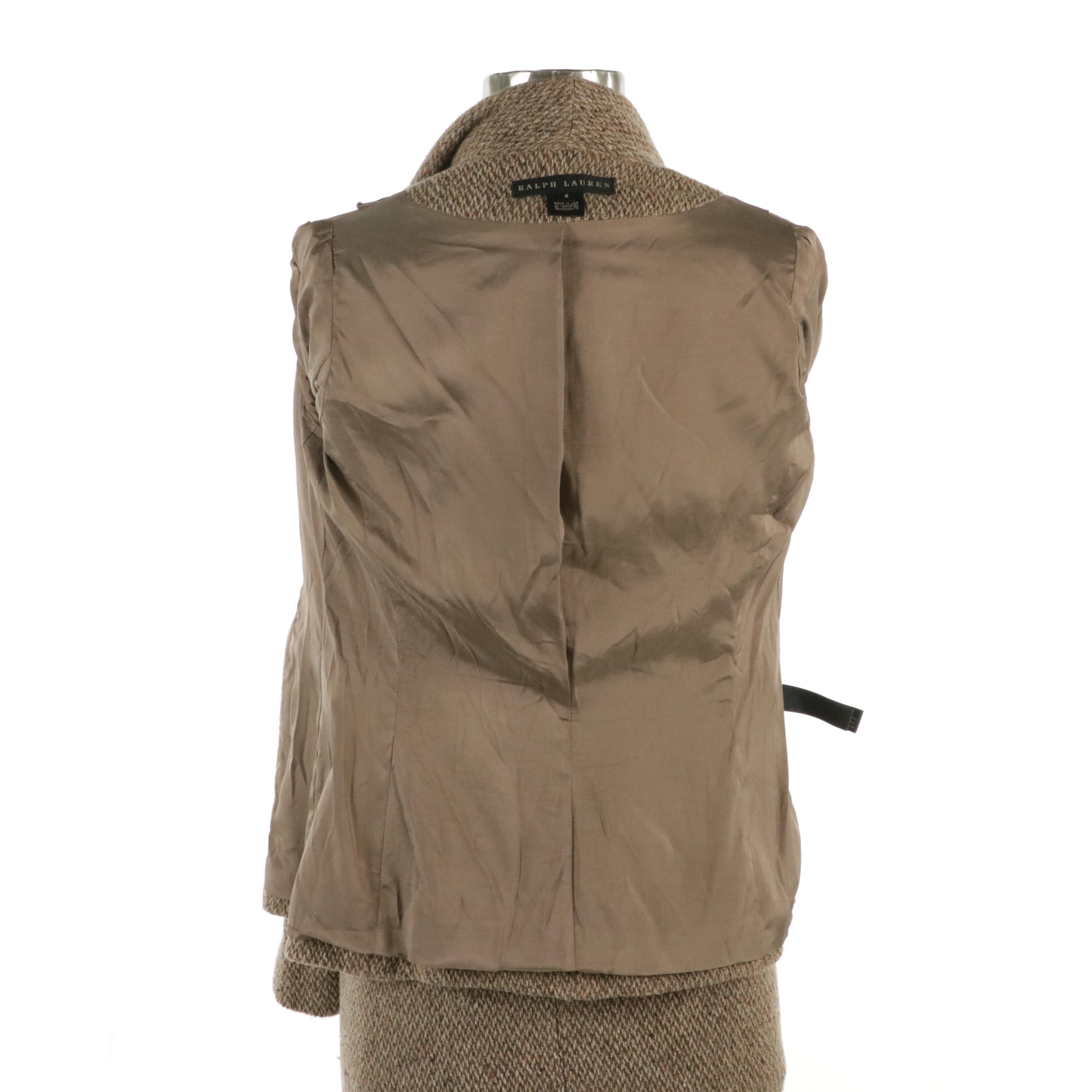 Ralph Lauren Wool Blend Two-Piece Midi Skirt Suit Set