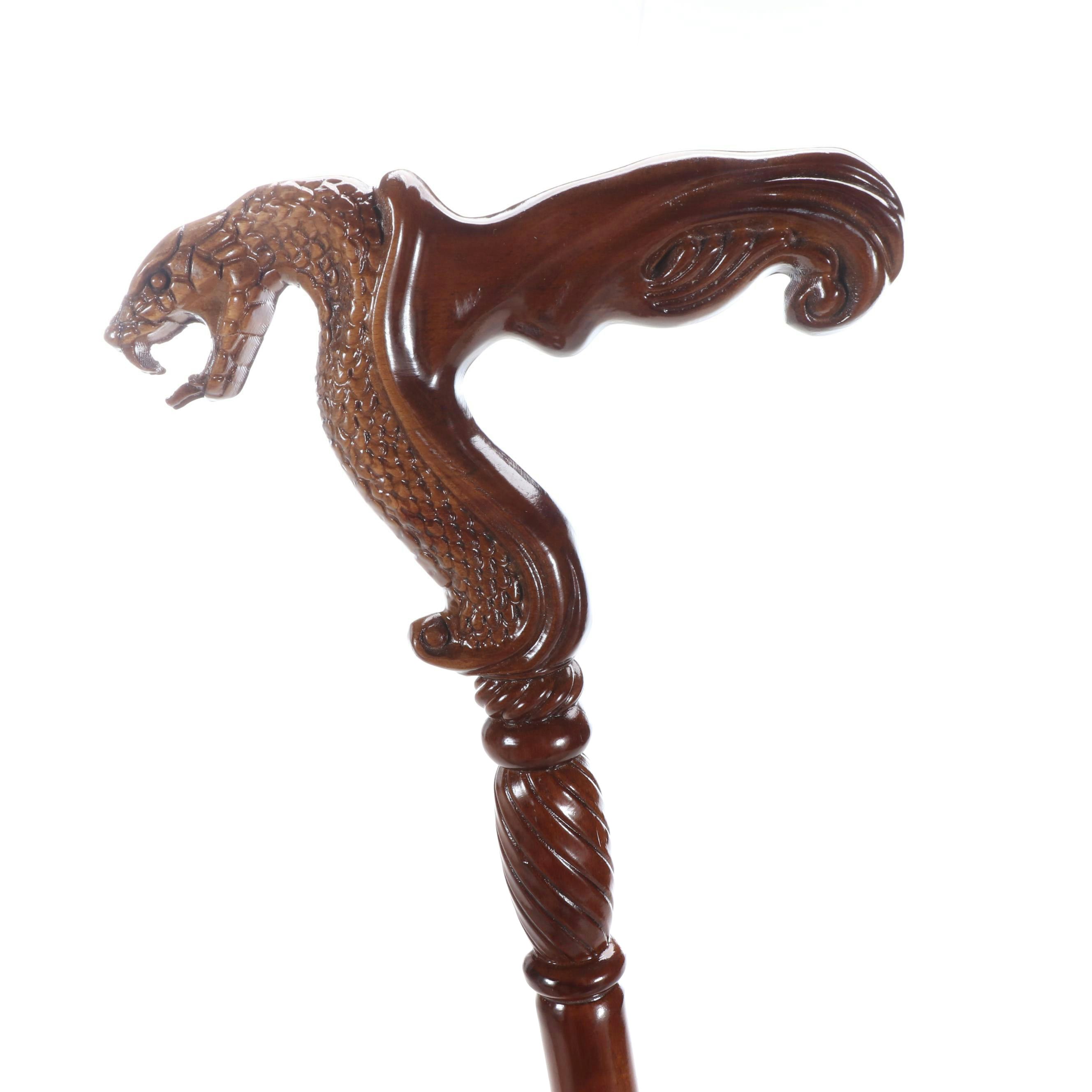 Wooden Striking Snake Derby Cane