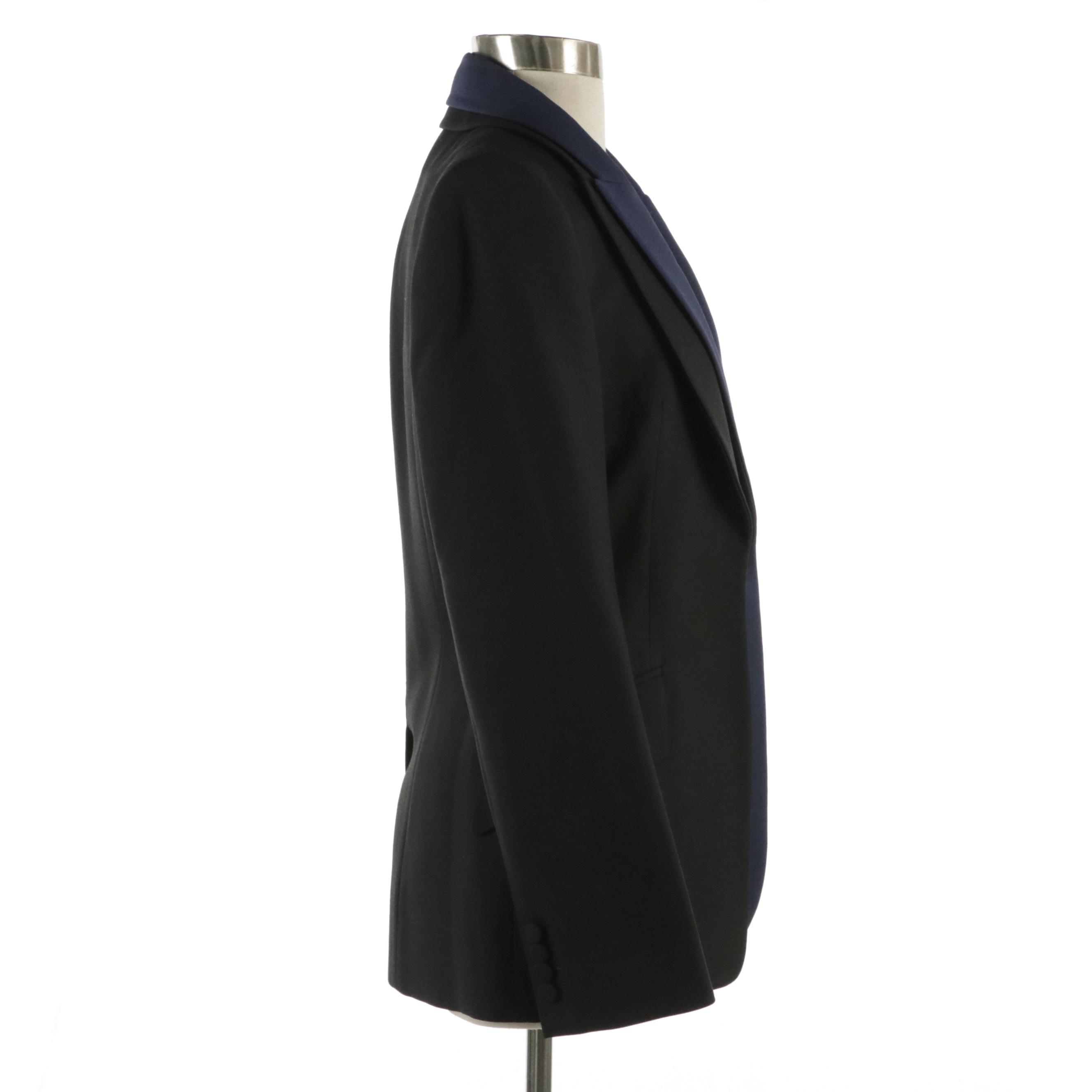 Alexander McQueen Single-Button Double Lapel Bicolor Wool Blend Blazer with Tags