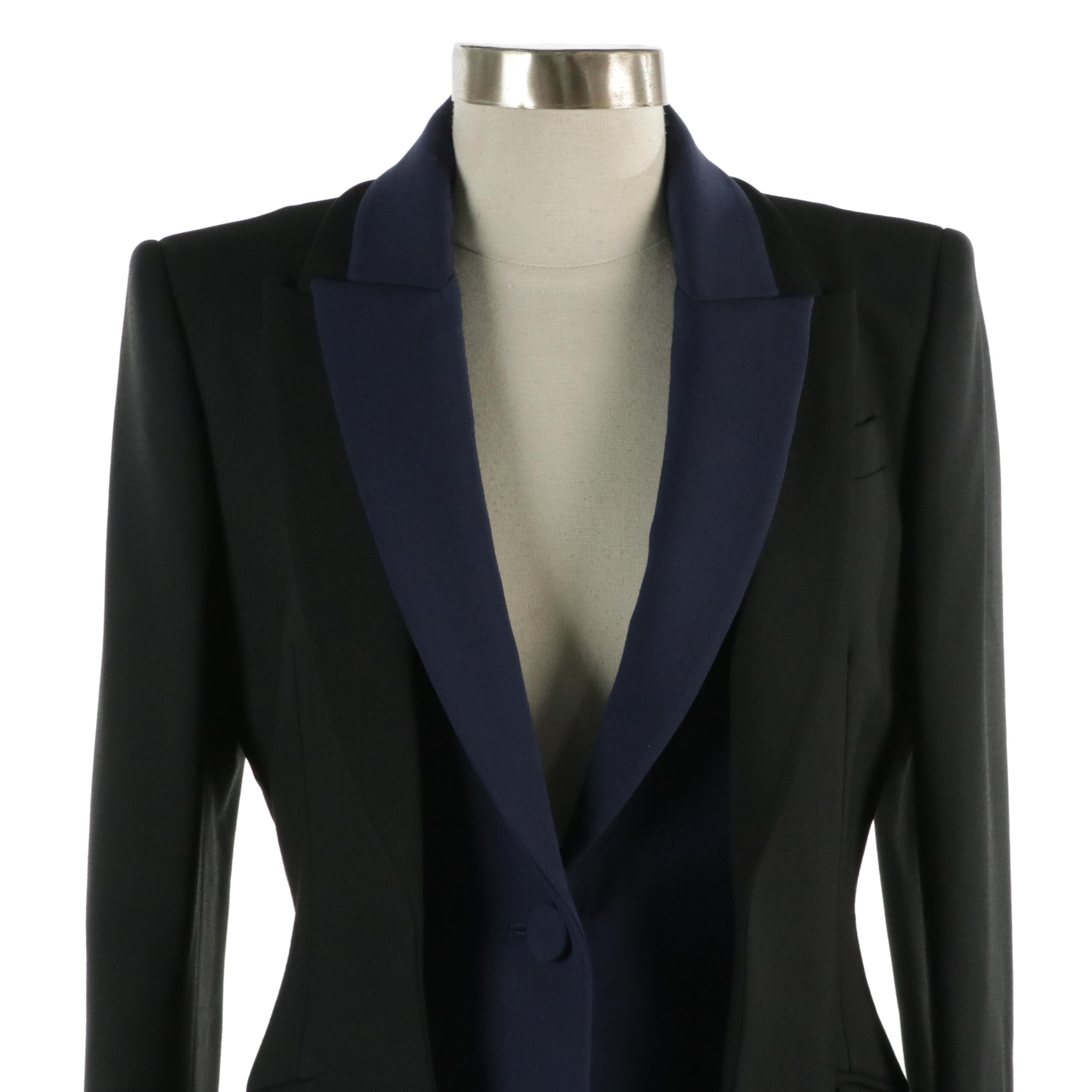 Alexander McQueen Single-Button Double Lapel Bicolor Wool Blend Blazer with Tags