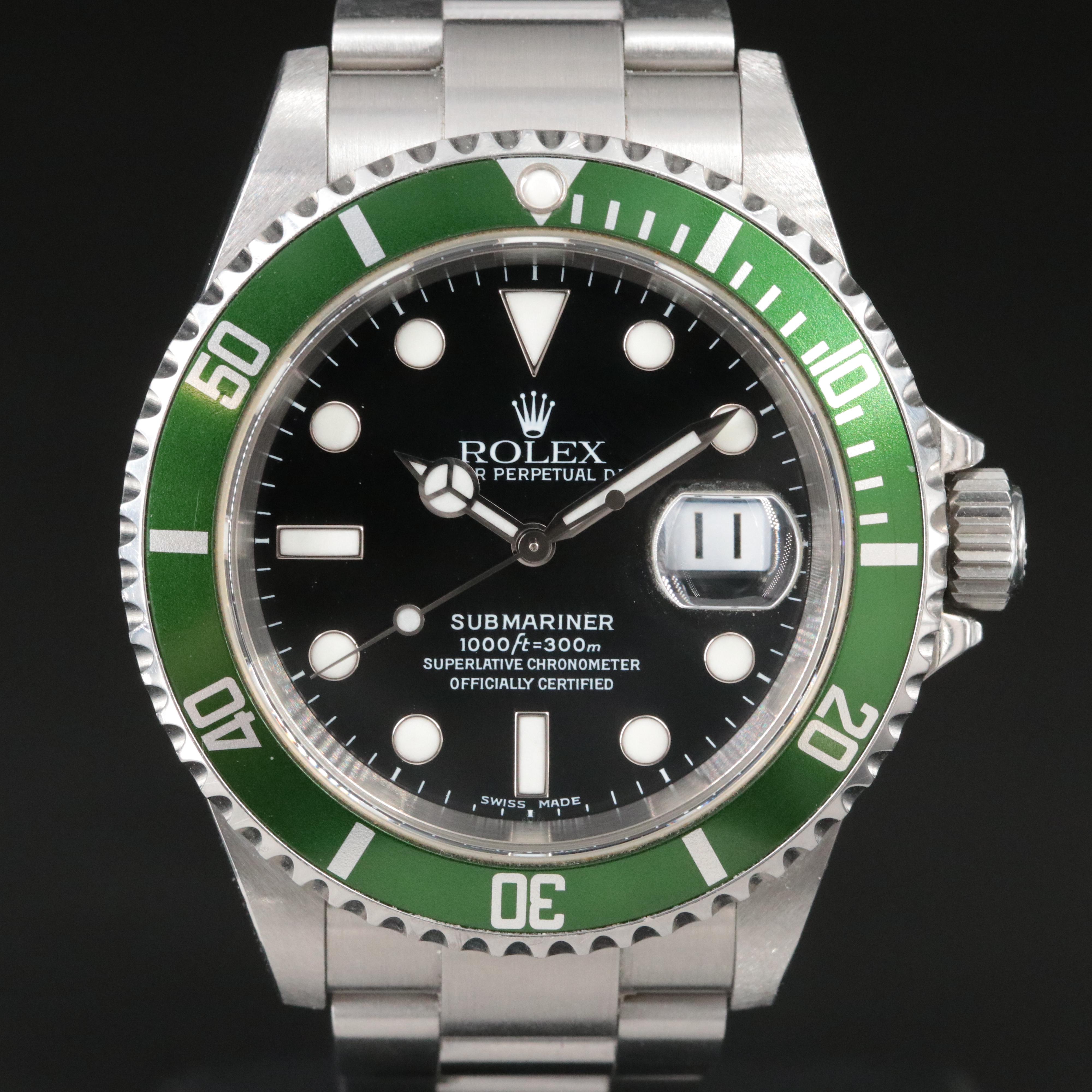 2005 Rolex Submariner "Kermit" Model 16610 Automatic Watch