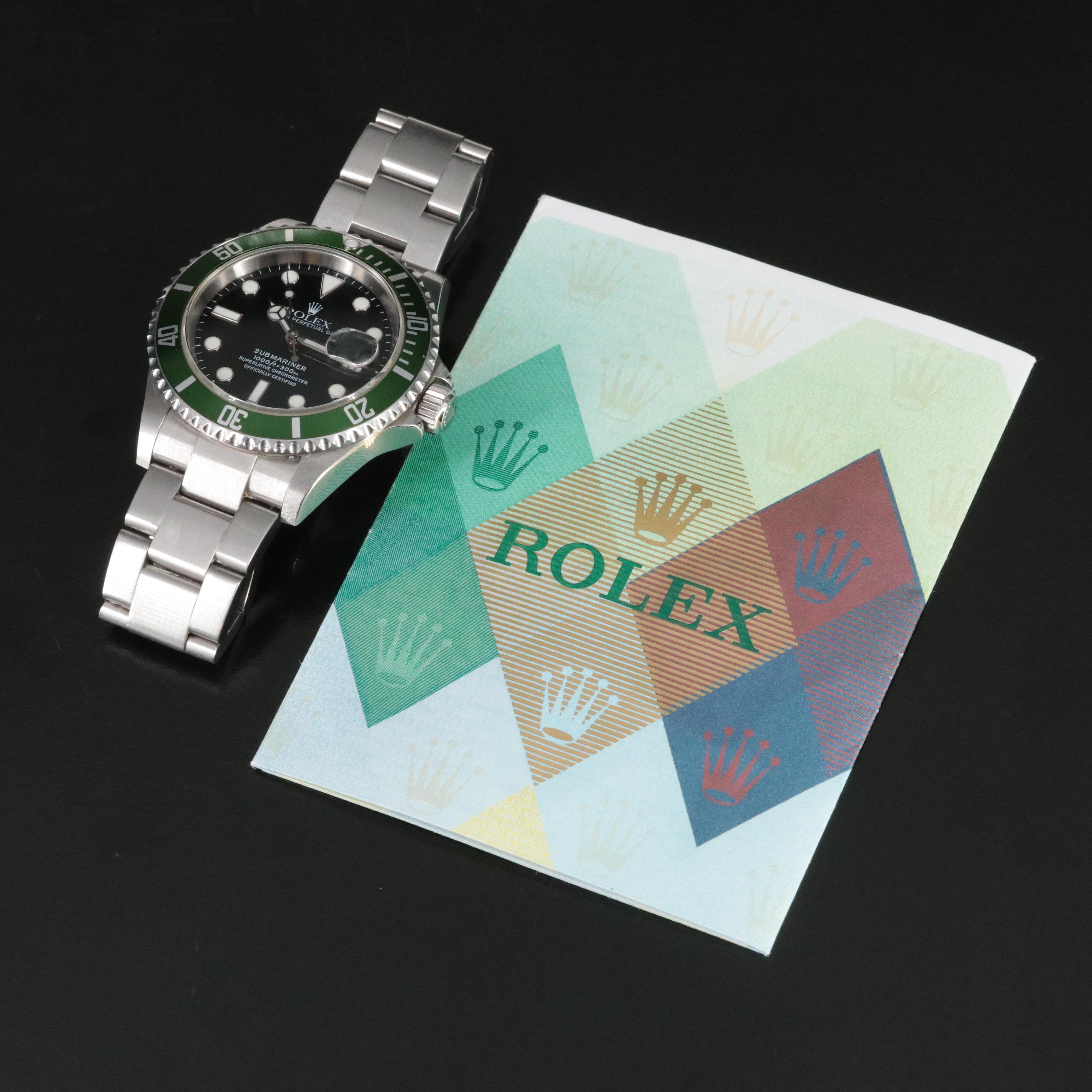 2005 Rolex Submariner "Kermit" Model 16610 Automatic Watch