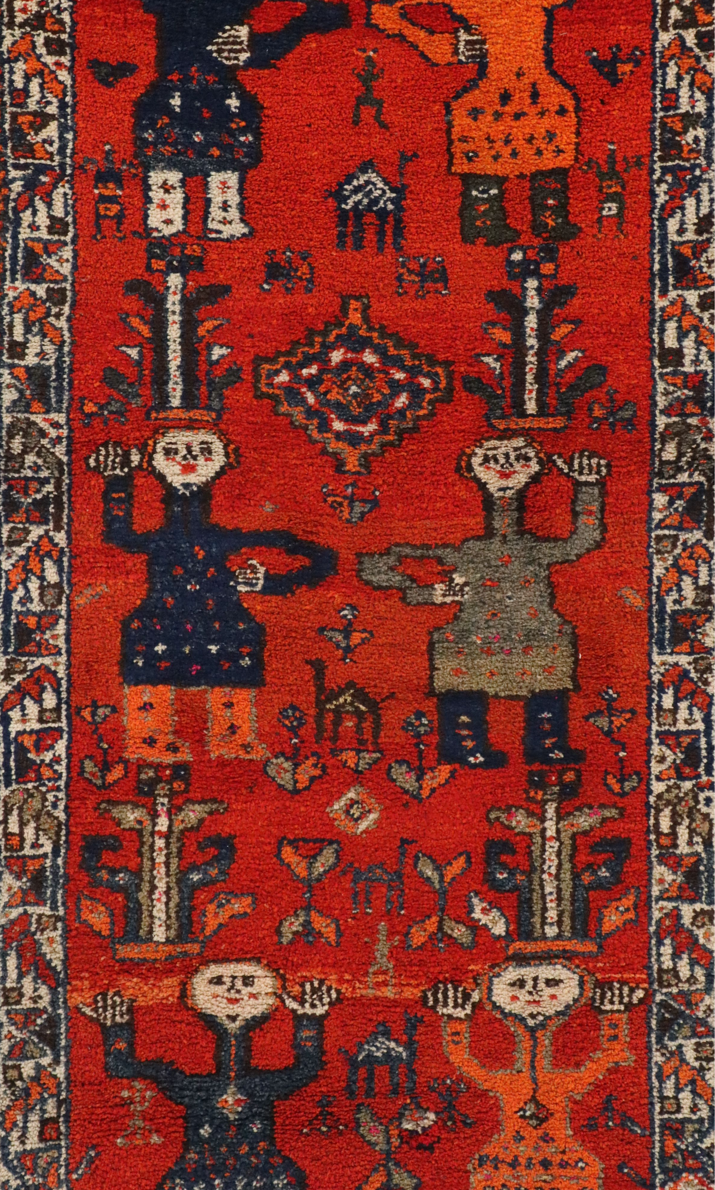 4'2 x 11'1 Hand-Knotted Moroccan Berber Pictorial Long Rug