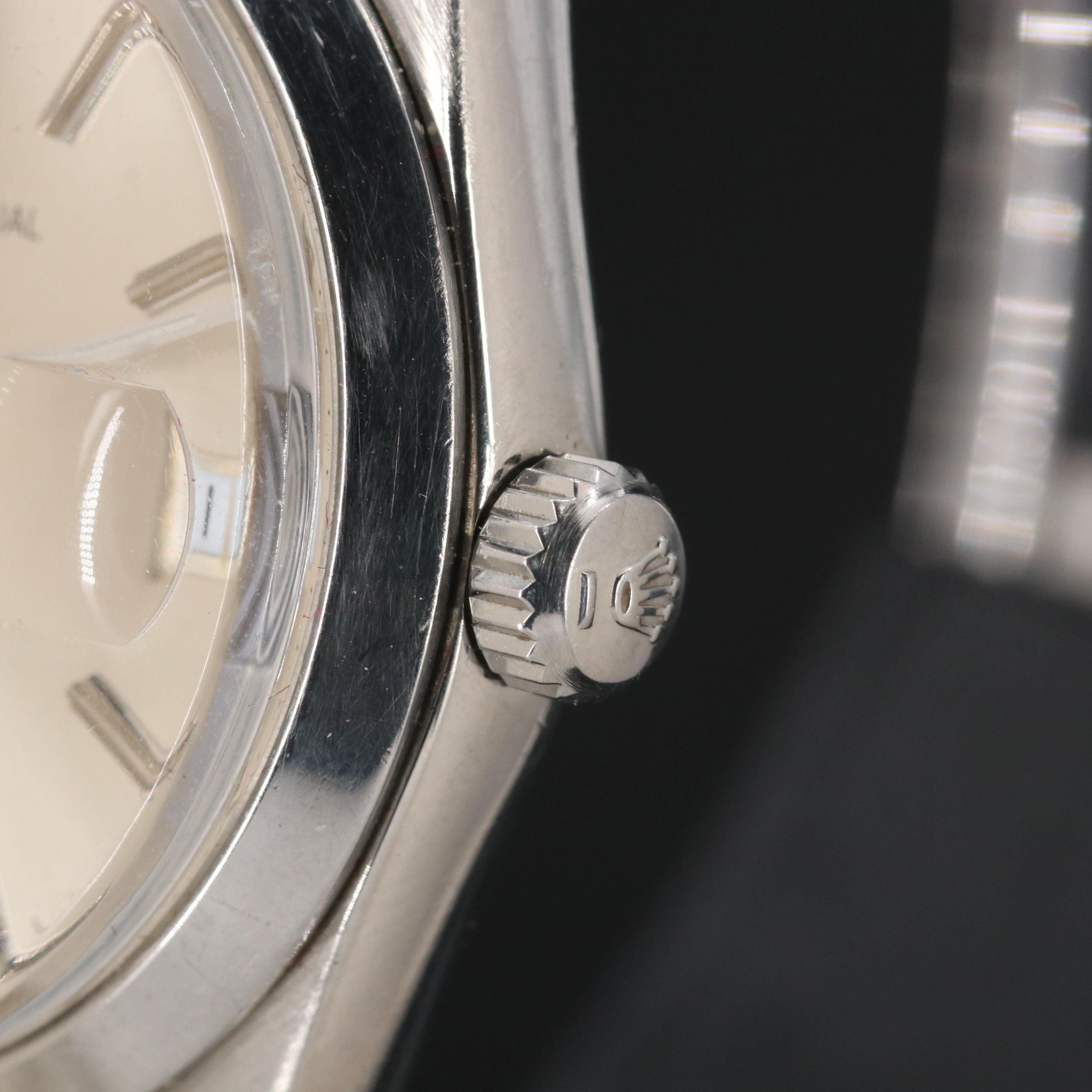 Rolex Oyster Perpetual Date 15000 Silver 34mm Steel Automatic Watch c.1989