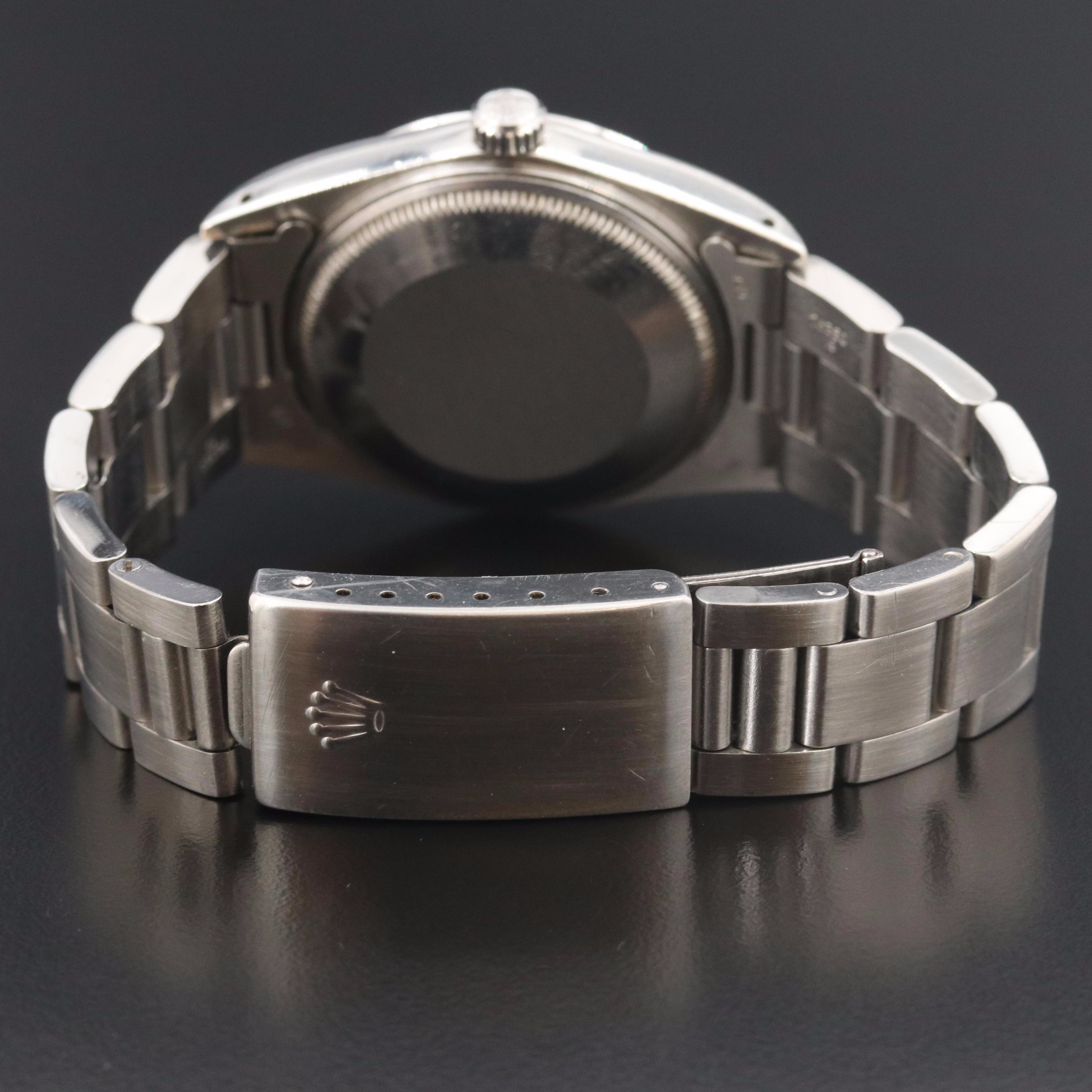 Rolex Oyster Perpetual Date 15000 Silver 34mm Steel Automatic Watch c.1989