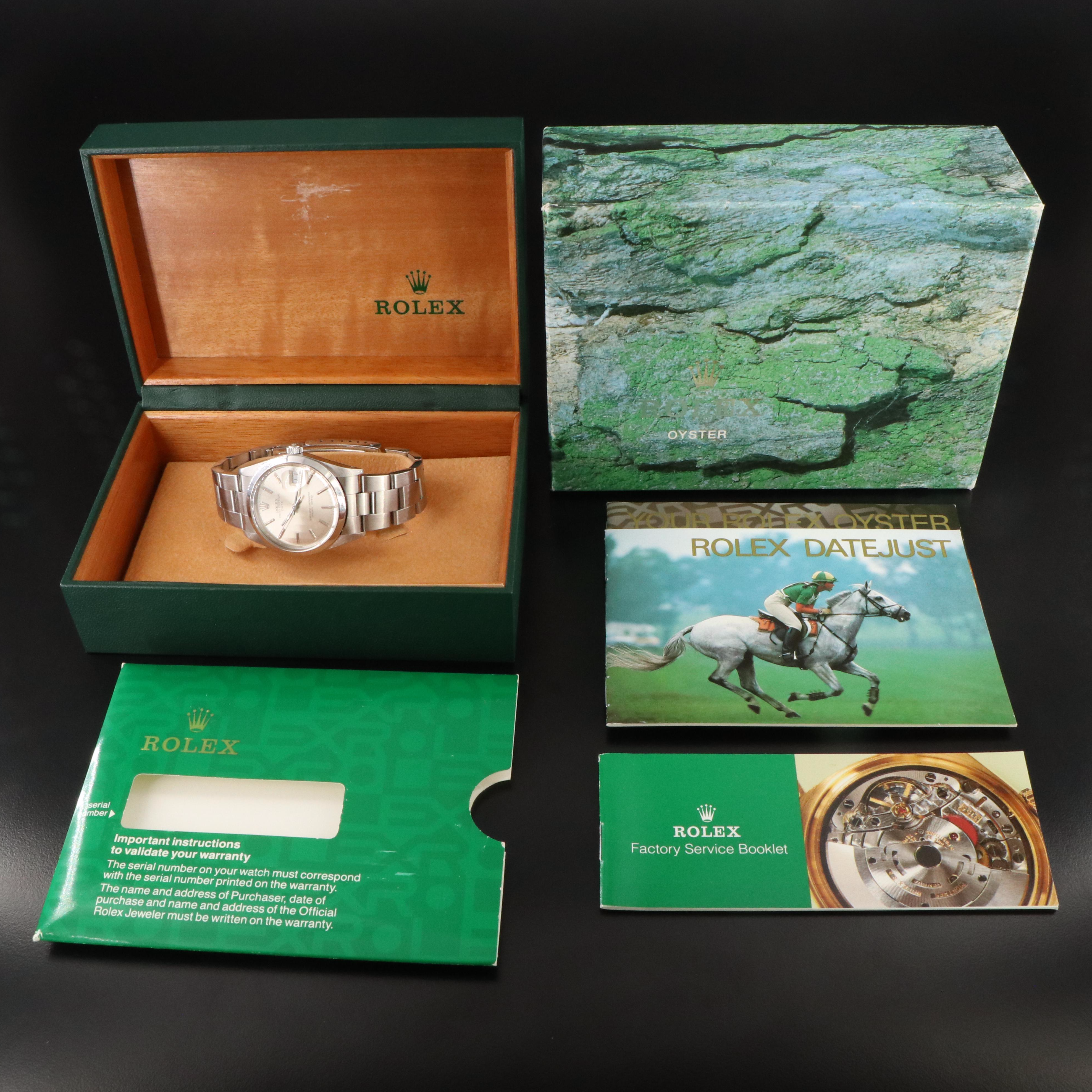 Rolex Oyster Perpetual Date 15000 Silver 34mm Steel Automatic Watch c.1989