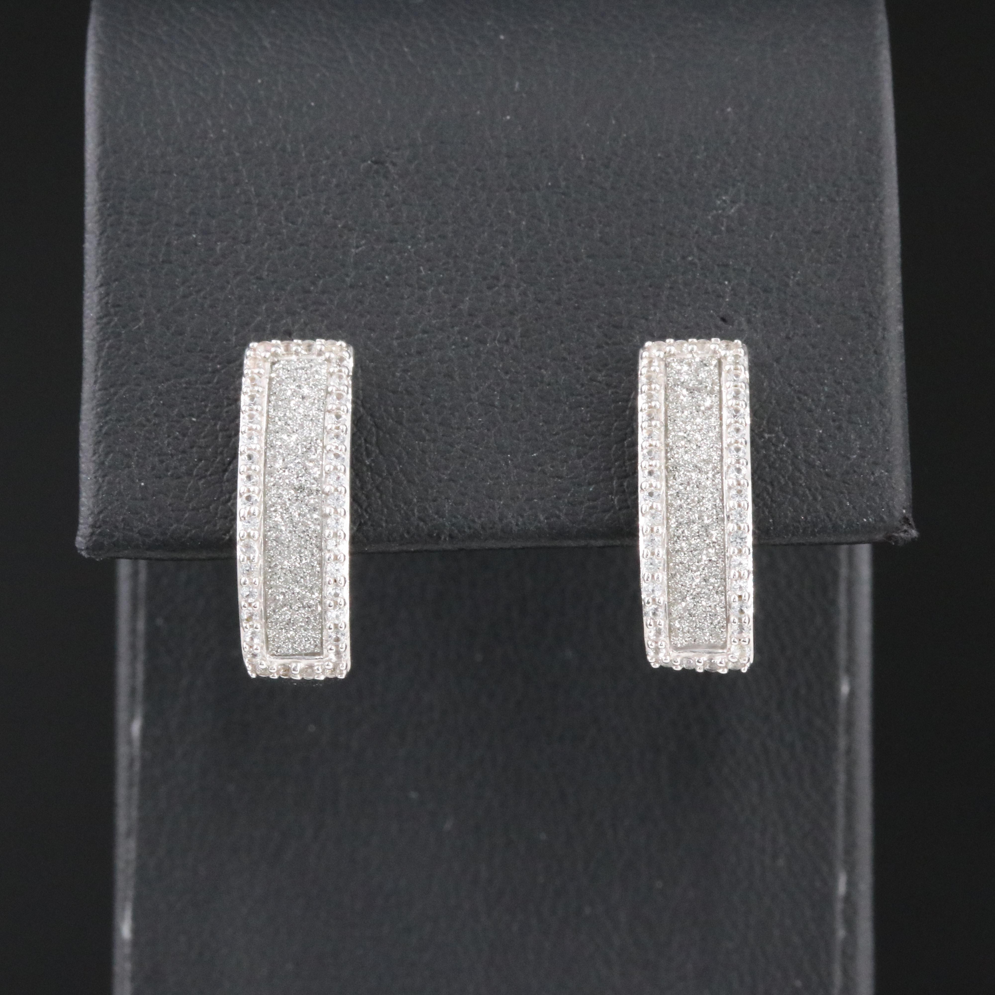 Sterling White Sapphire J Hoop Earrings