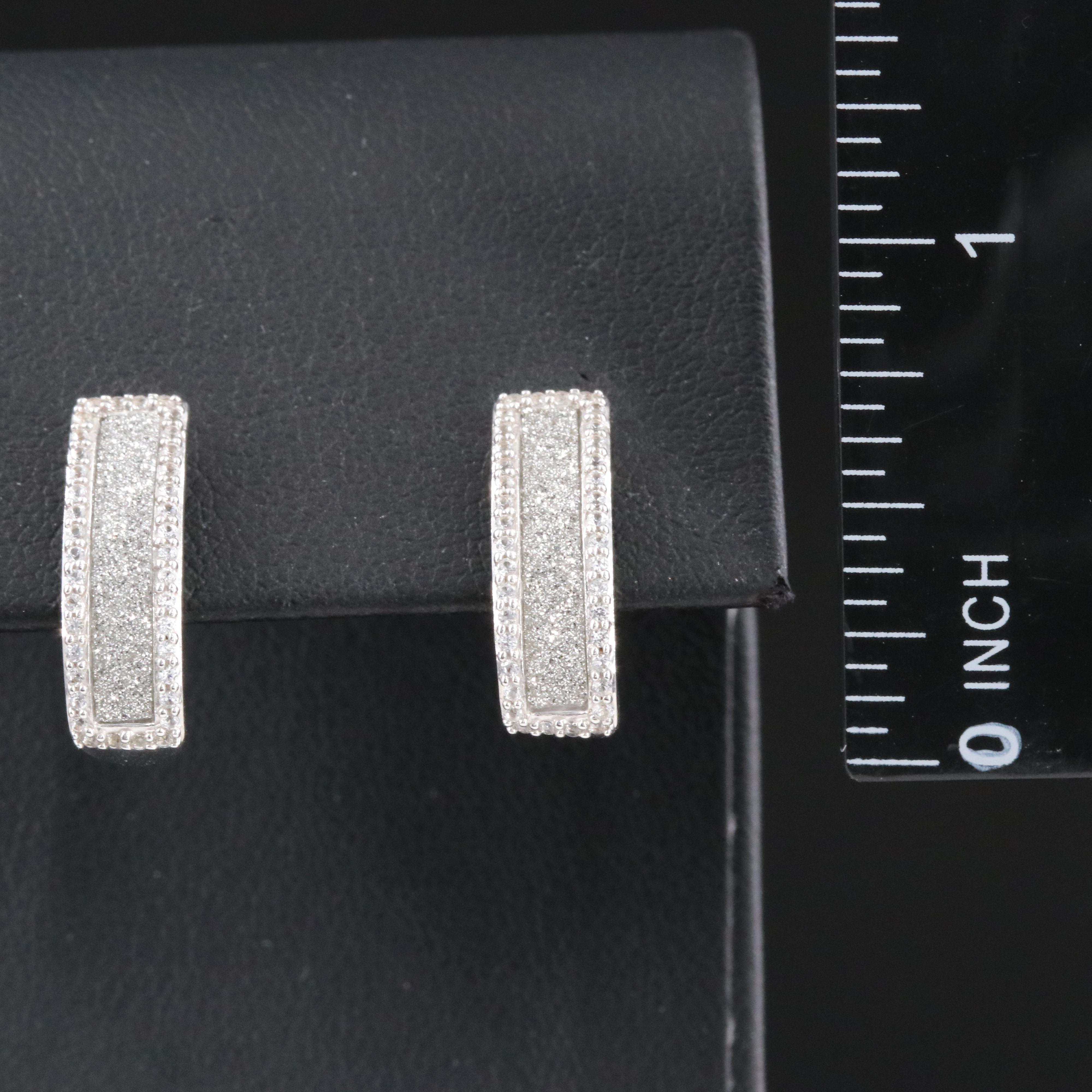 Sterling White Sapphire J Hoop Earrings