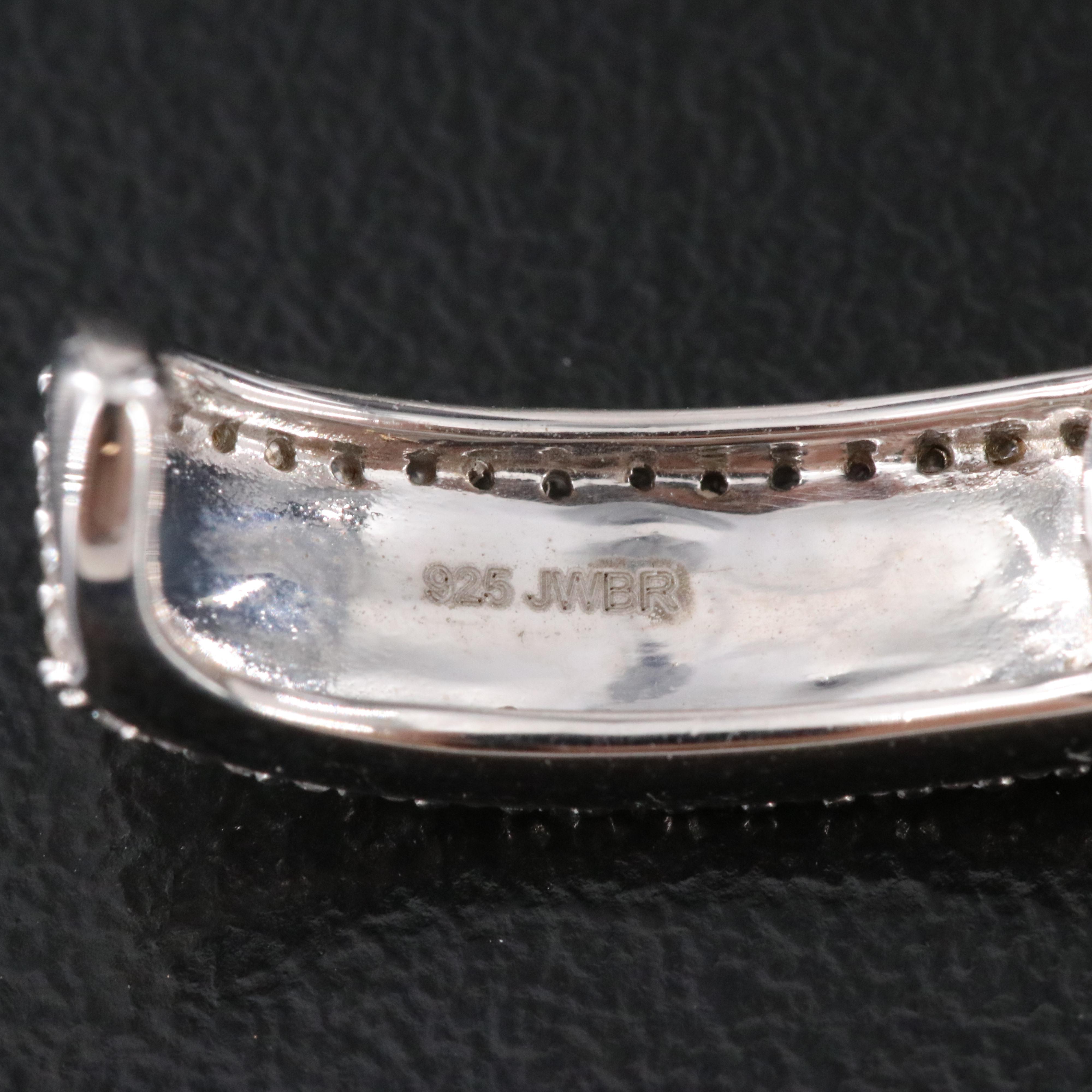 Sterling White Sapphire J Hoop Earrings