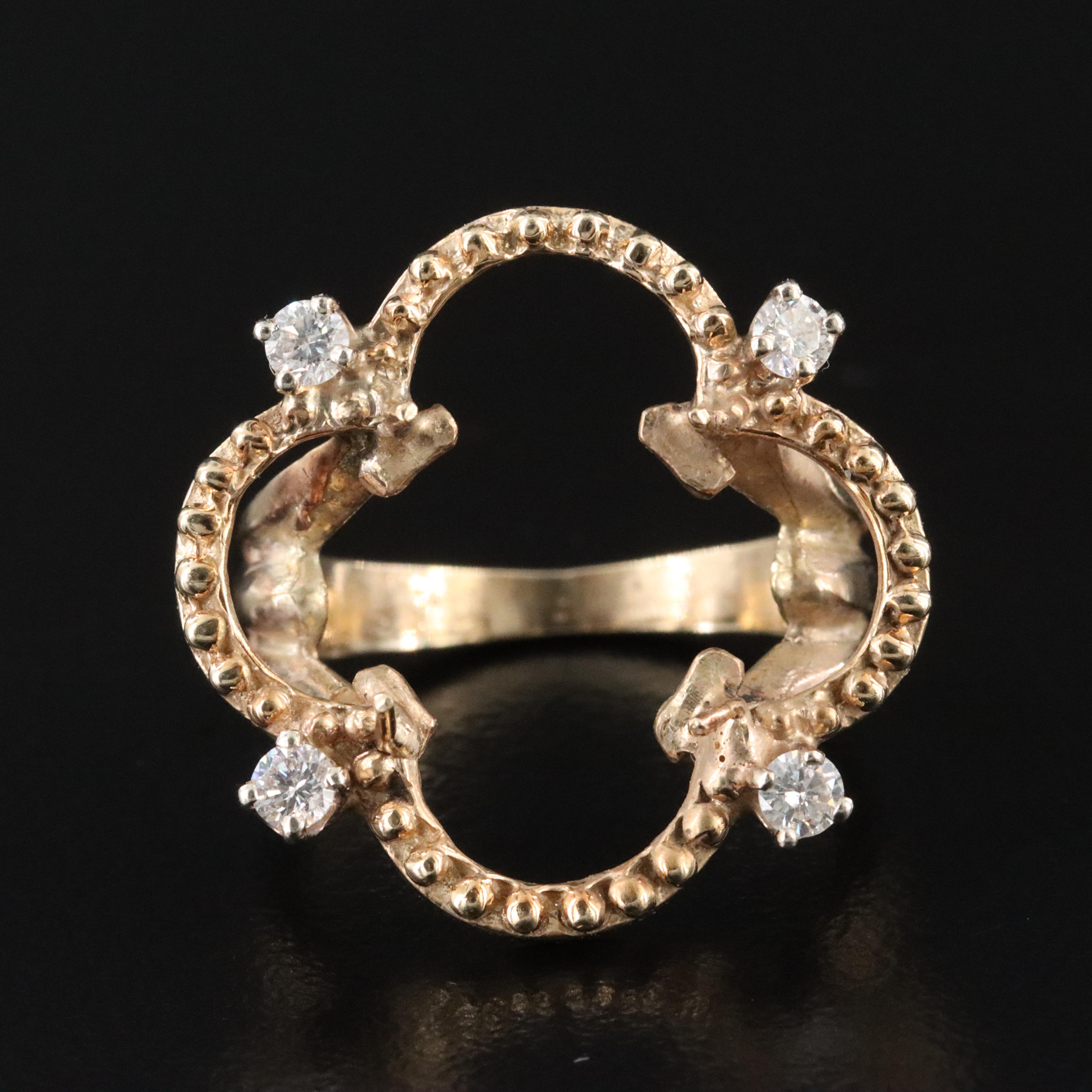 14K 0.25 CTW Diamond Quatrefoil Semi-Mount Ring