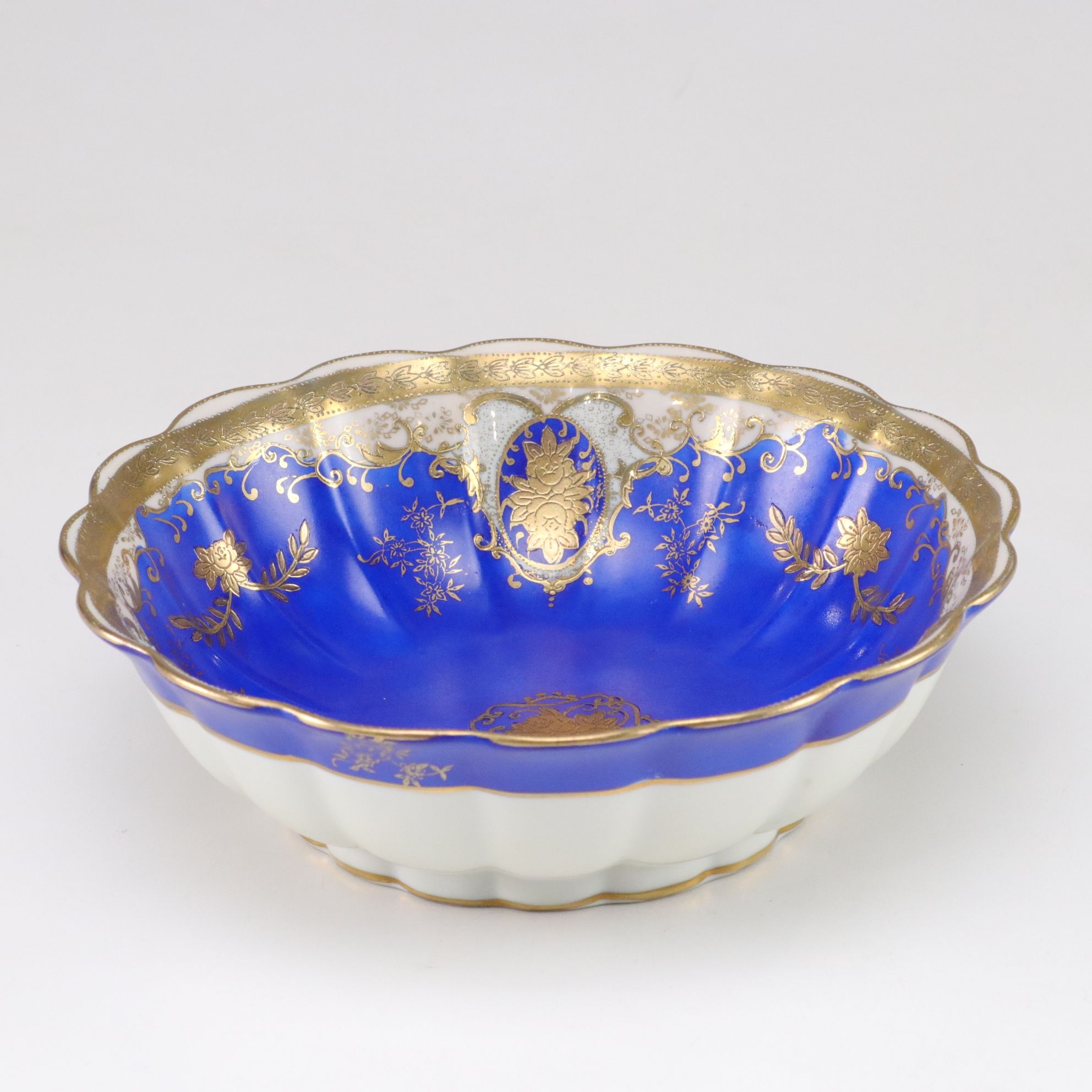 Hand-Painted Gilt & Royal Blue Decorative Bowl