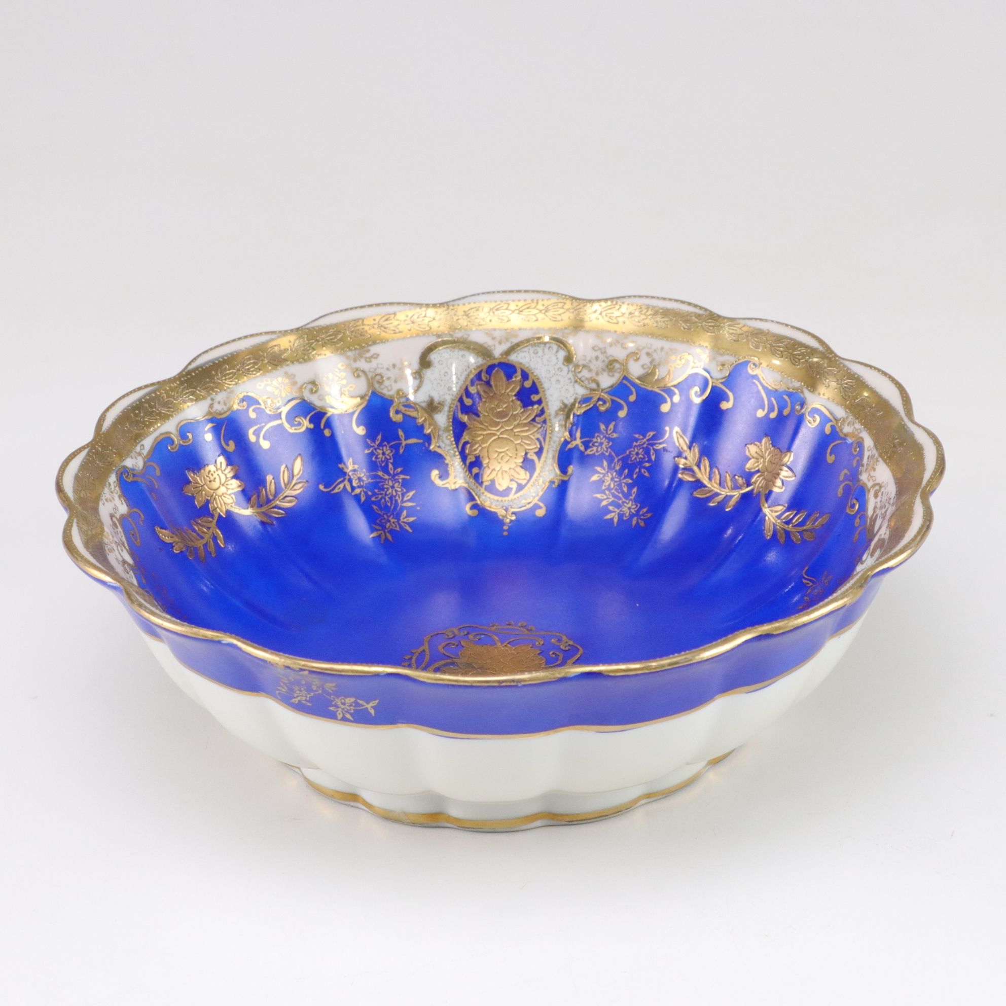 Hand-Painted Gilt & Royal Blue Decorative Bowl