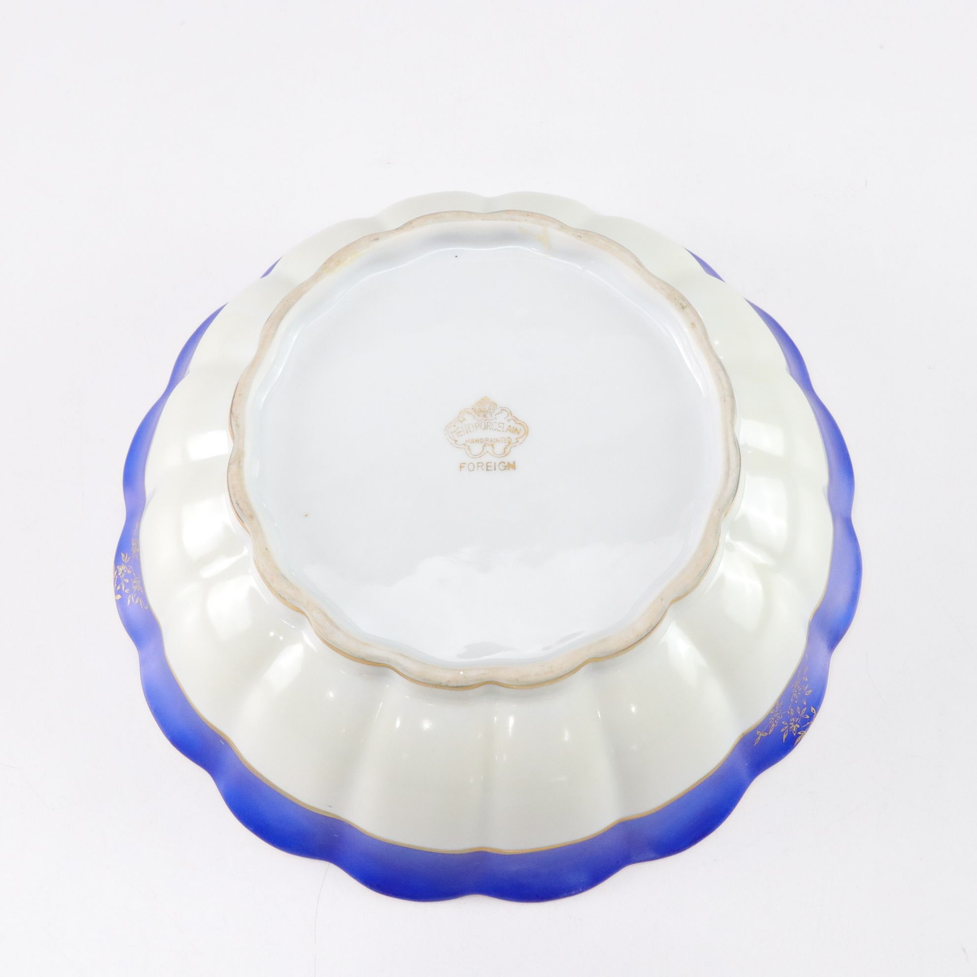 Hand-Painted Gilt & Royal Blue Decorative Bowl