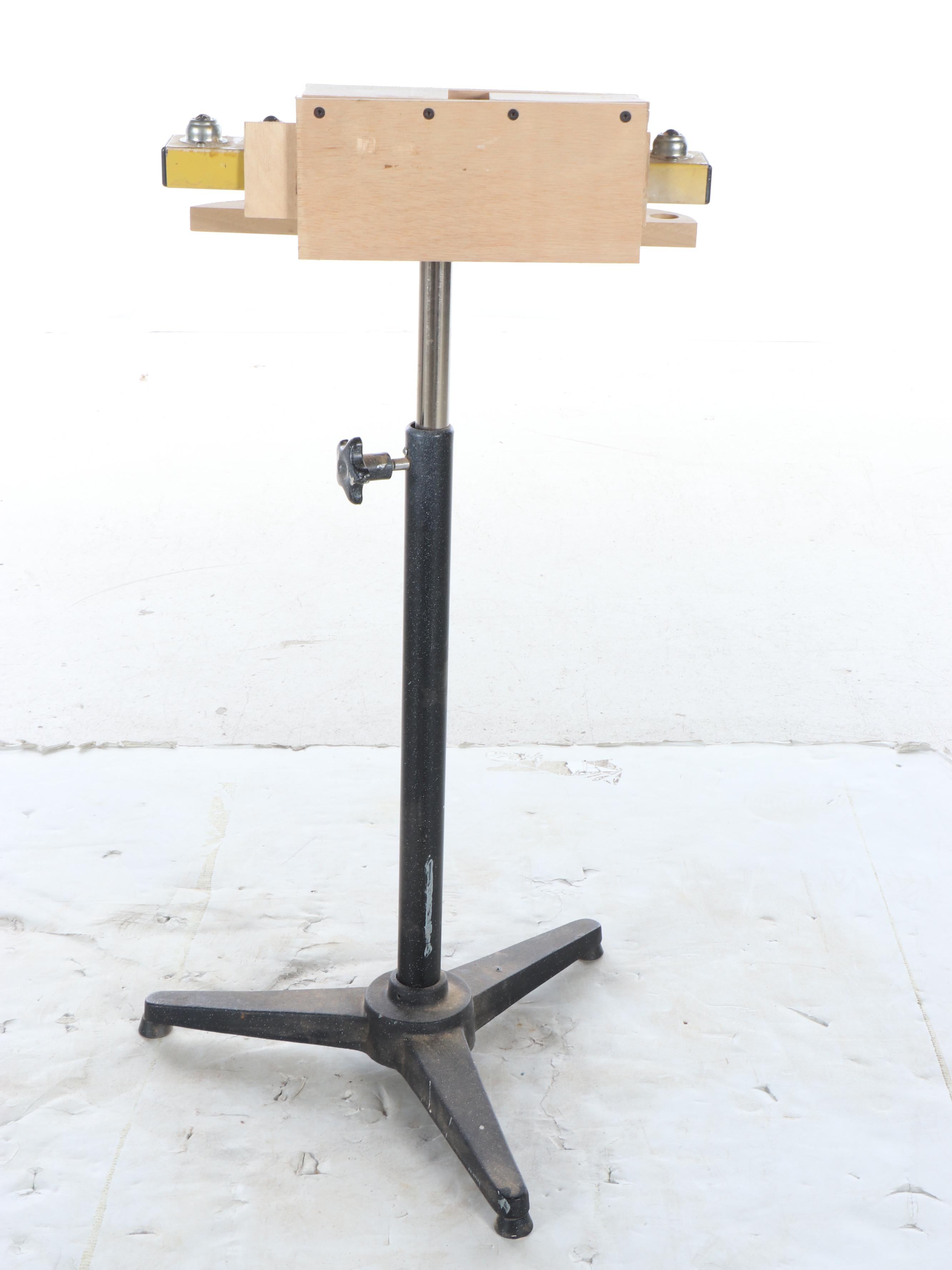 Woodworking Tool Stand with Craftsman and Assorted Wood-Handled Steel Chisels