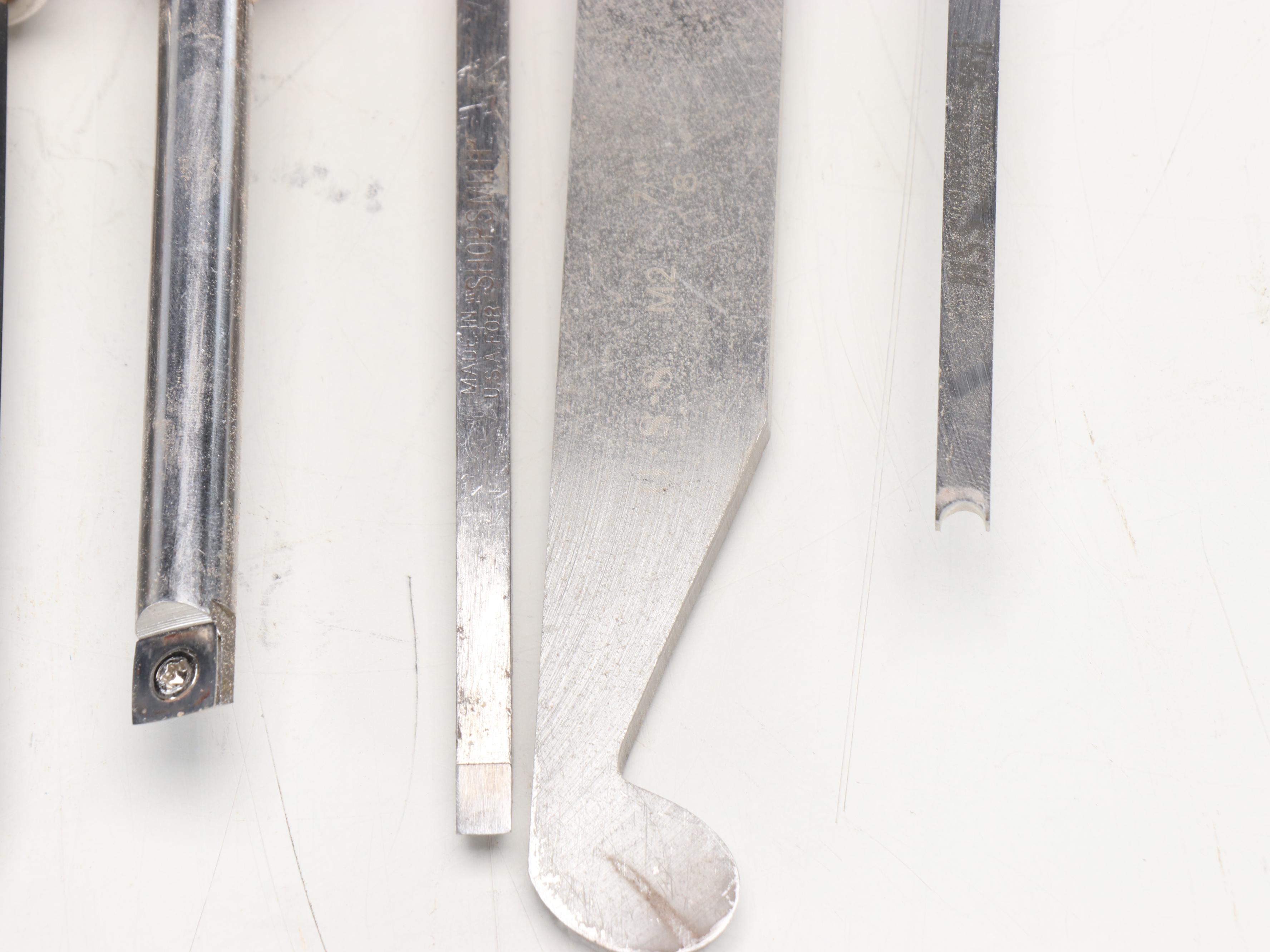 Woodworking Tool Stand with Craftsman and Assorted Wood-Handled Steel Chisels