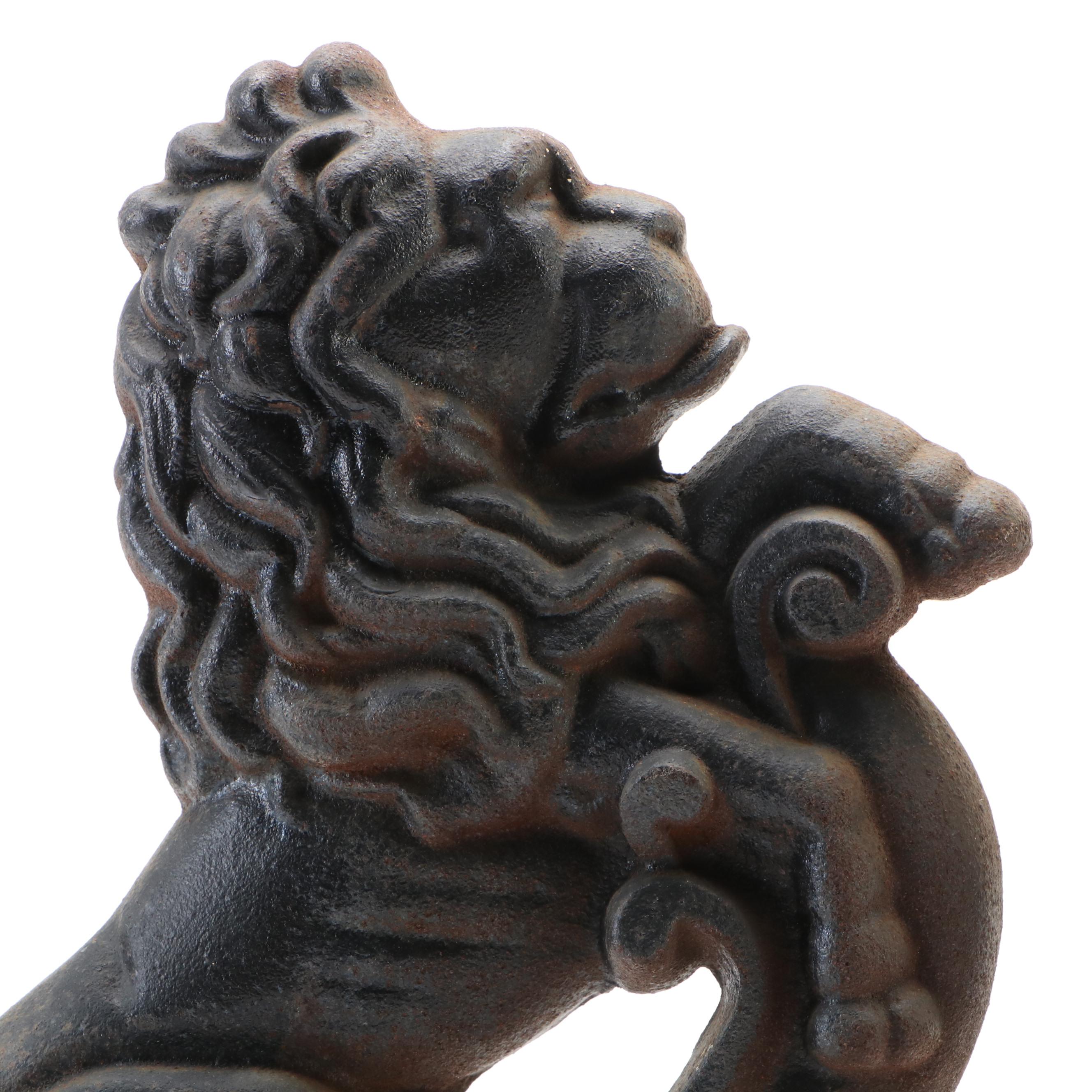 Pair of Cast Iron Lion Doorstops