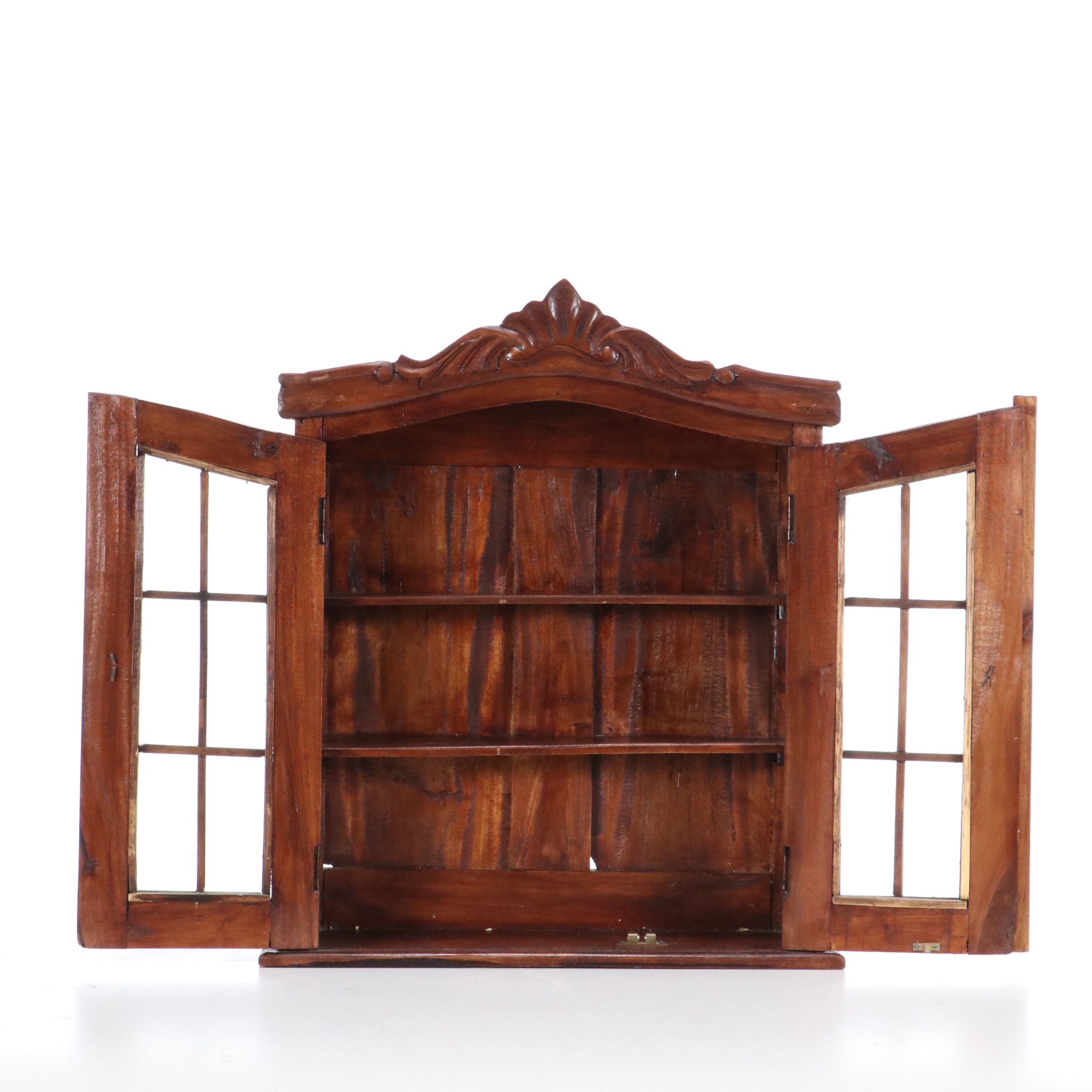 European Baroque Style Carved Wood Three-Shelf Wall Hanging Cabinet