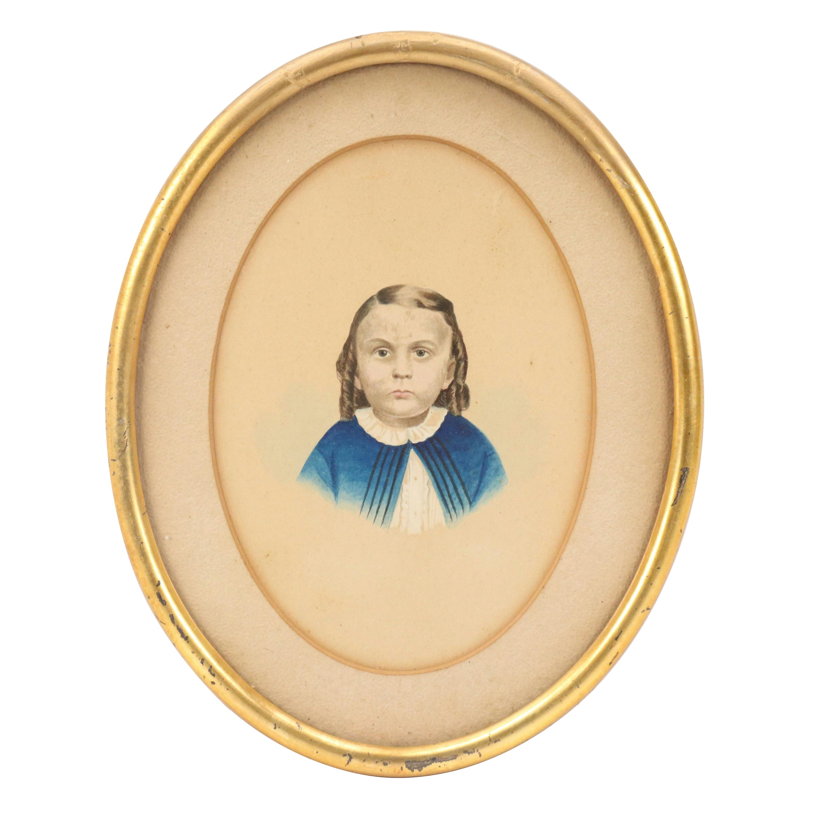 Portrait Watercolor Painting of Young Girl