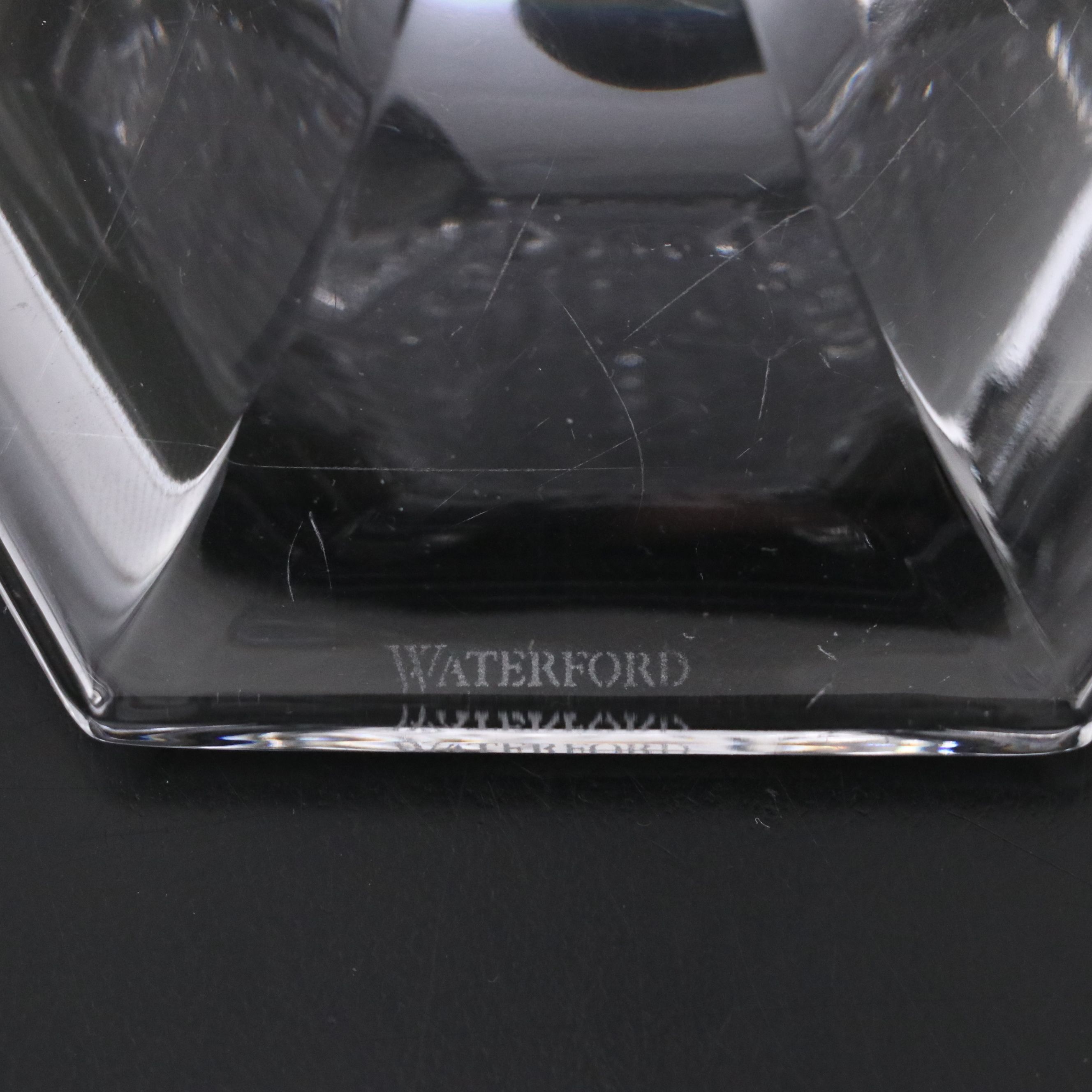 Pair of Waterford Crystal "Tara" Two-Tier Candlesticks with Diamond Point Pegs