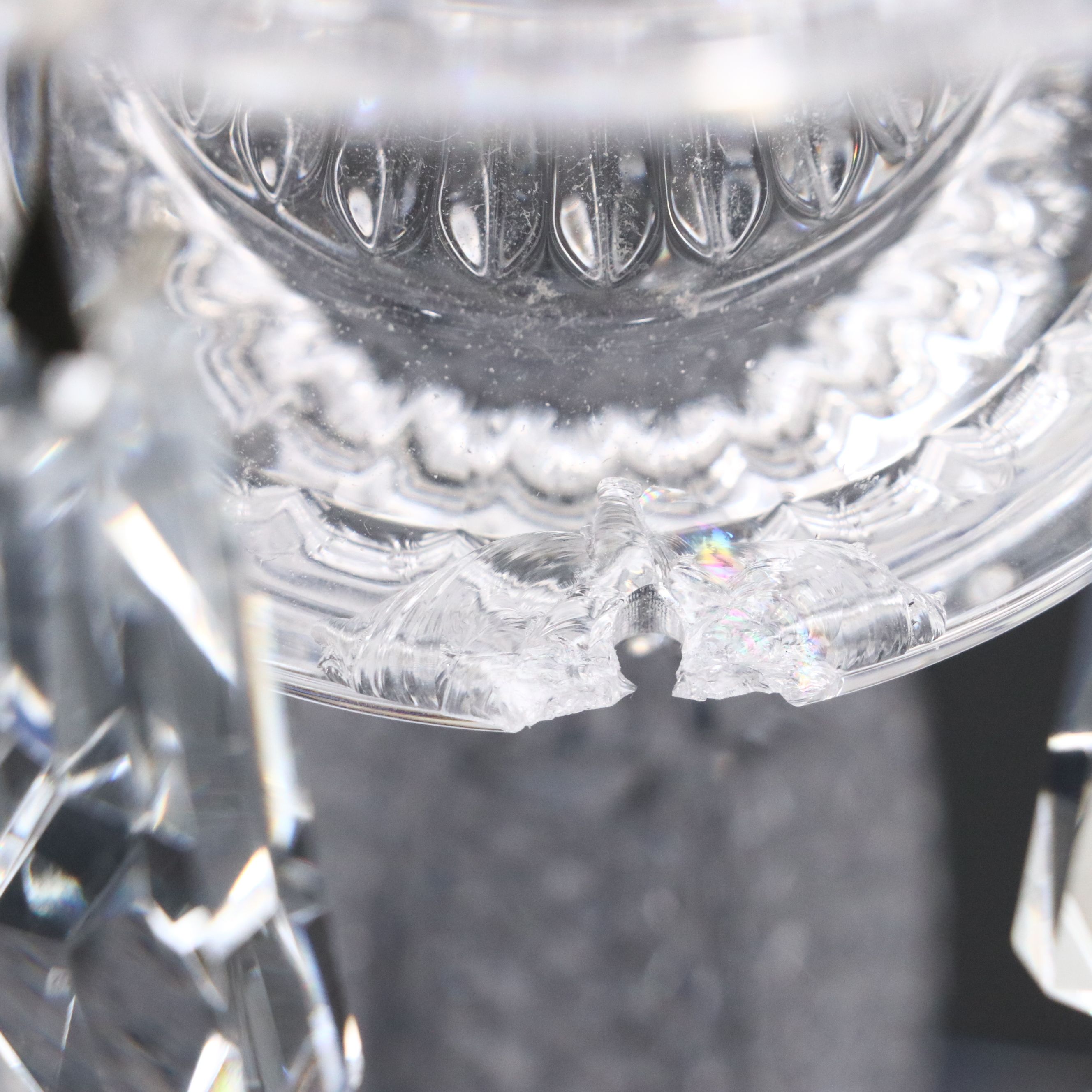 Pair of Waterford Crystal "Tara" Two-Tier Candlesticks with Diamond Point Pegs