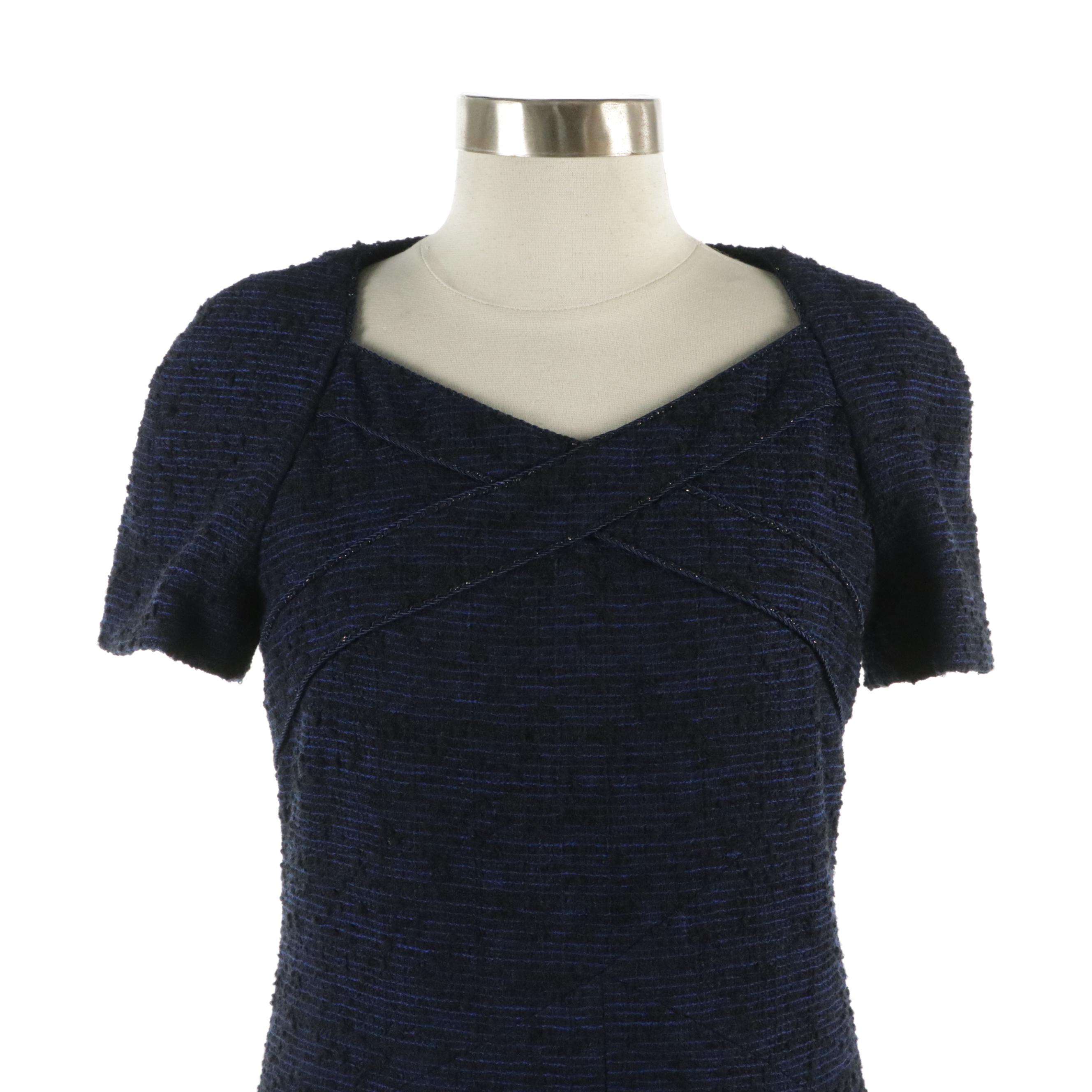 Chanel Bouclé Tweed Short Sleeve Dress in Alpaca and Wool Blend