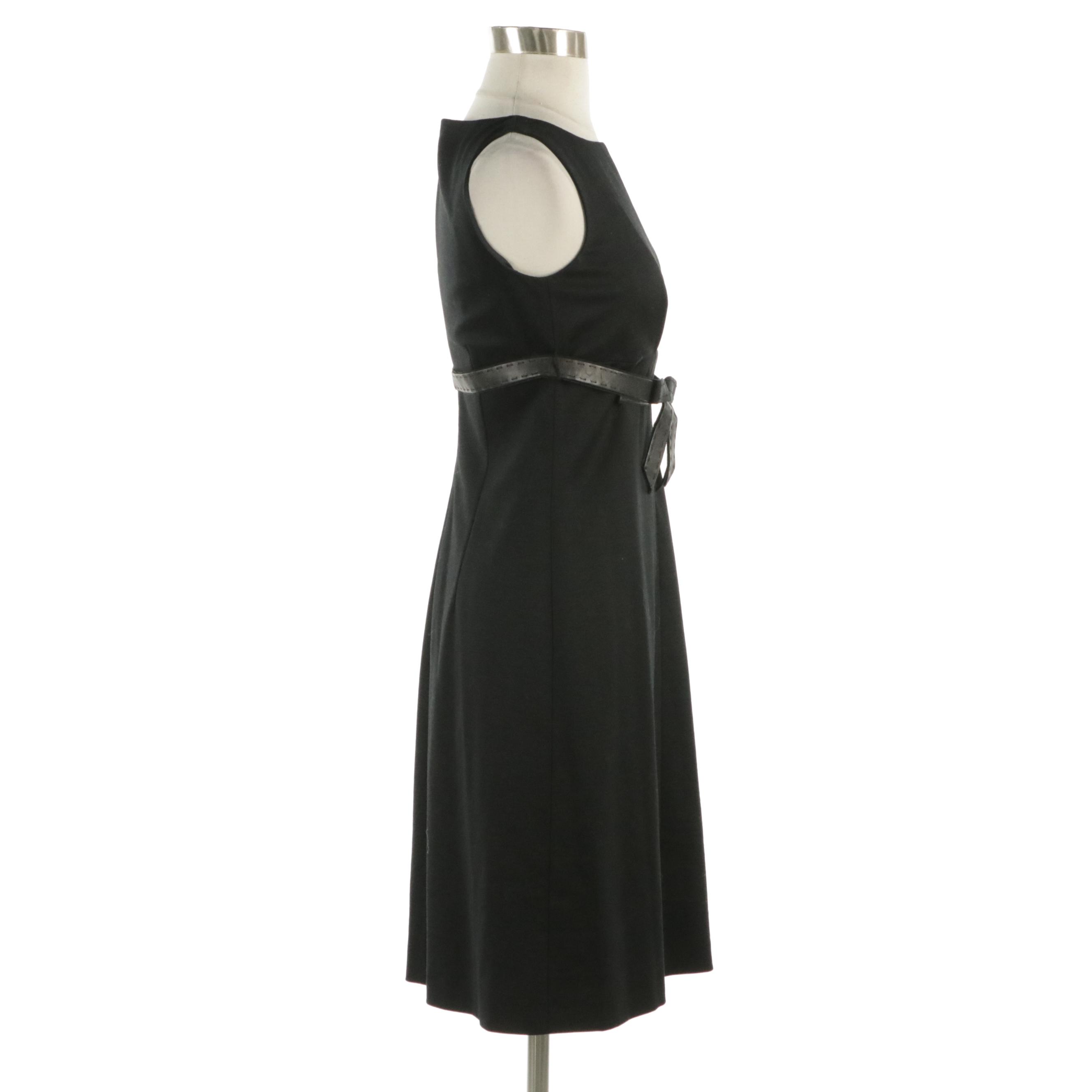 Fendi Black Wool Blend Jersey Sleeveless Dress with Belt and Retains Tags