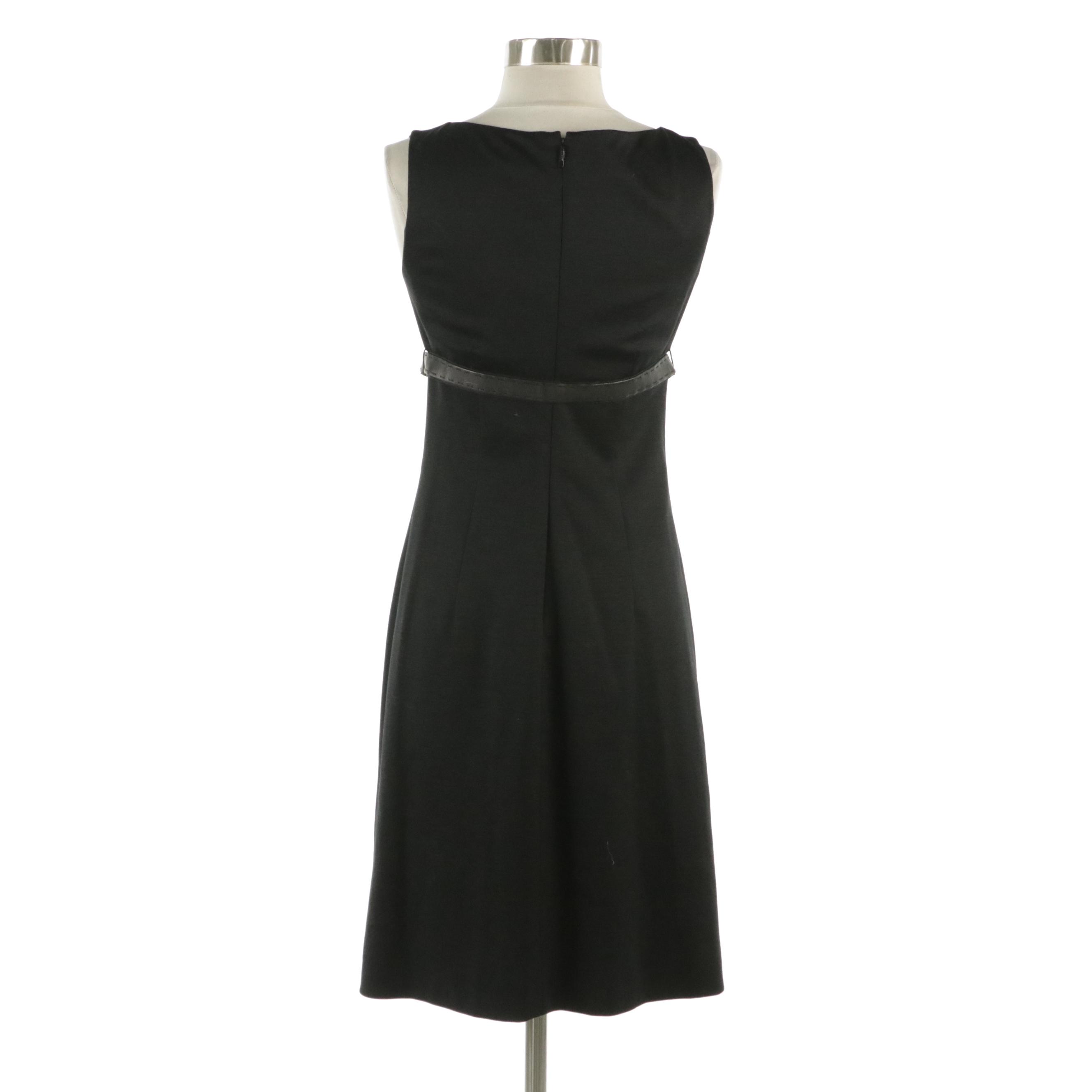 Fendi Black Wool Blend Jersey Sleeveless Dress with Belt and Retains Tags