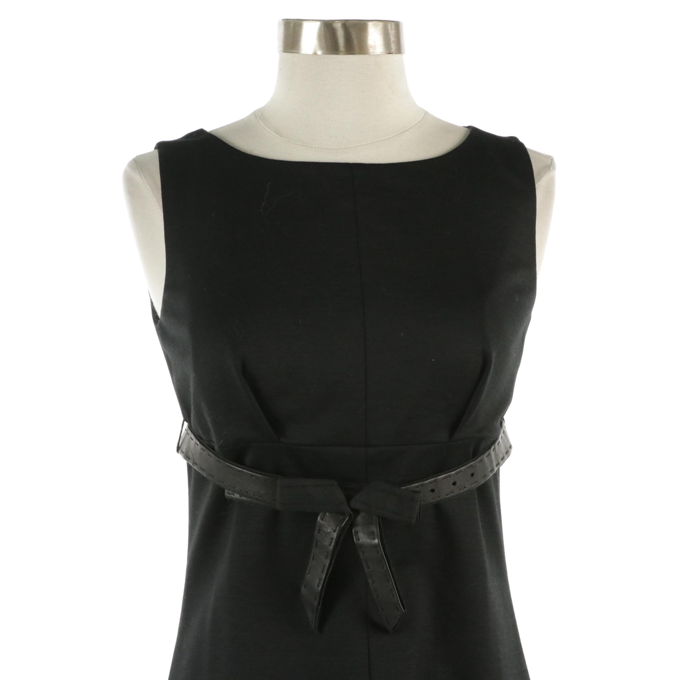 Fendi Black Wool Blend Jersey Sleeveless Dress with Belt and Retains Tags