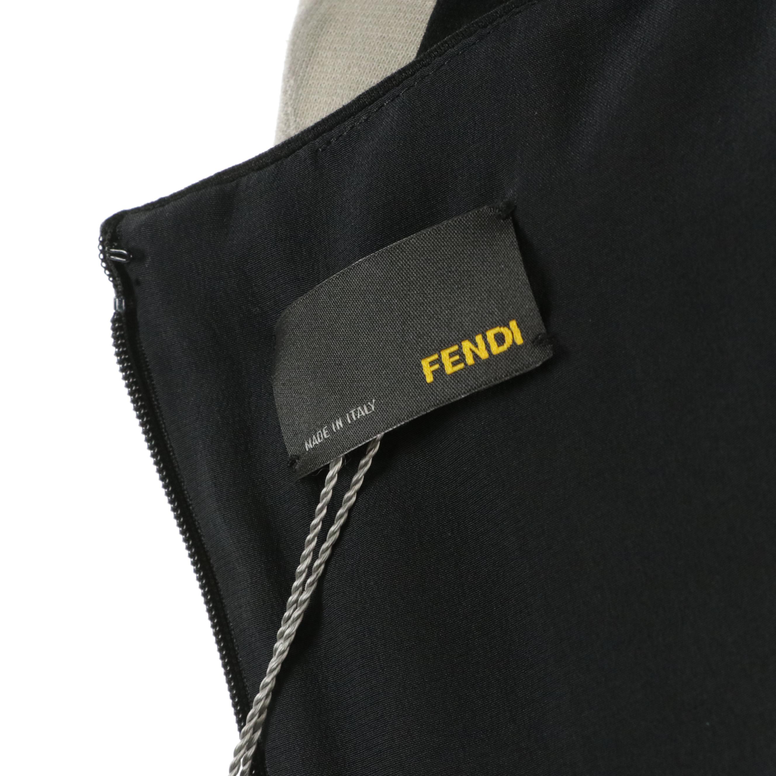 Fendi Black Wool Blend Jersey Sleeveless Dress with Belt and Retains Tags