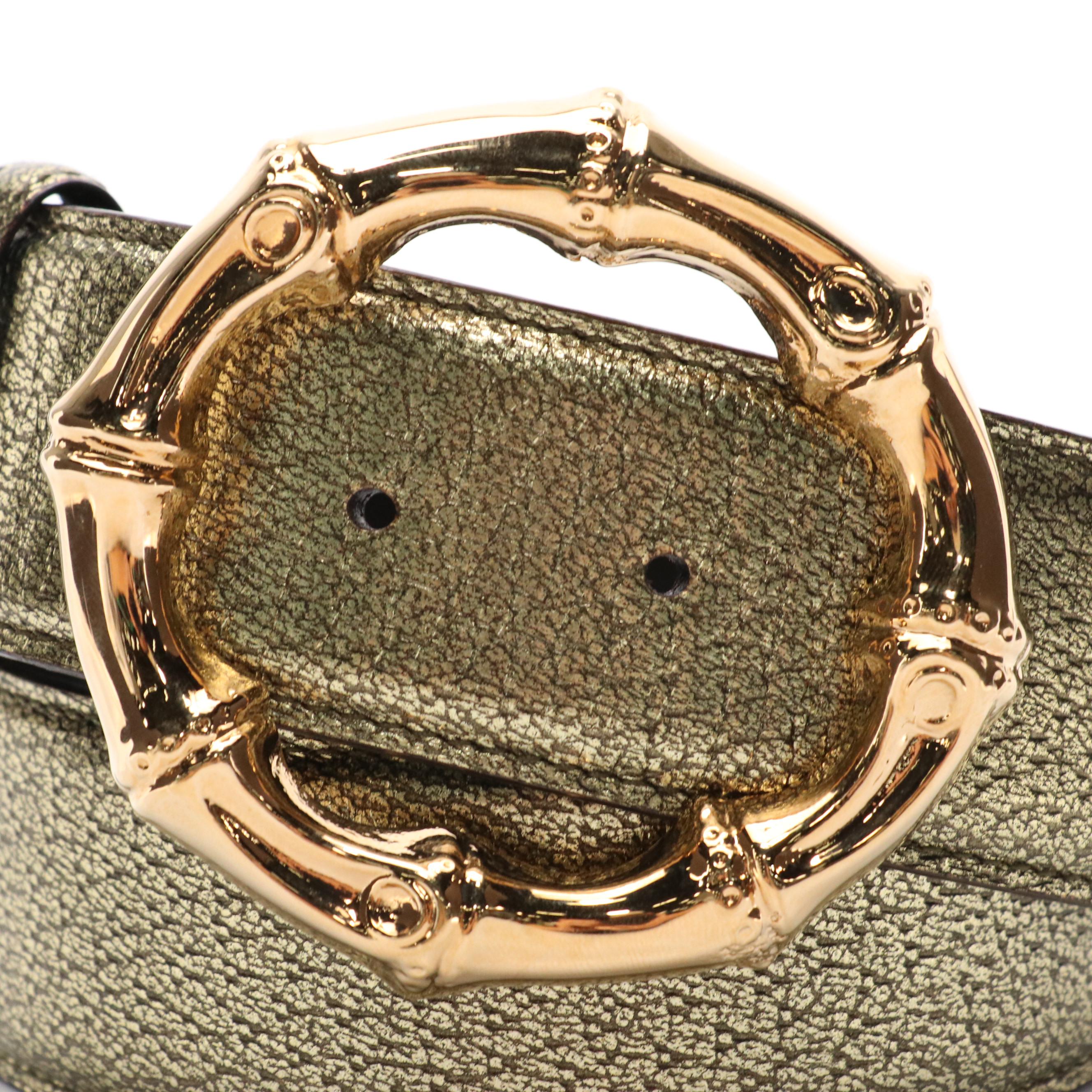 Gucci Gold-Tone Metal Bamboo Belt in Metallic Gold Leather