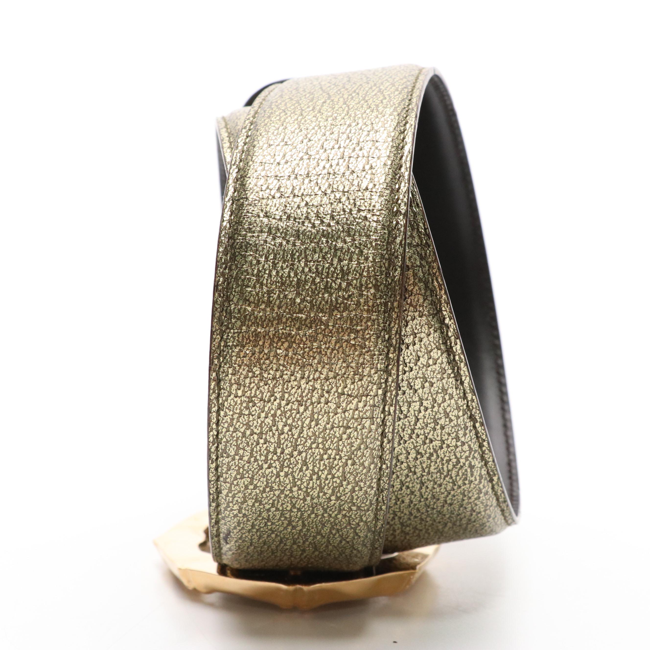 Gucci Gold-Tone Metal Bamboo Belt in Metallic Gold Leather