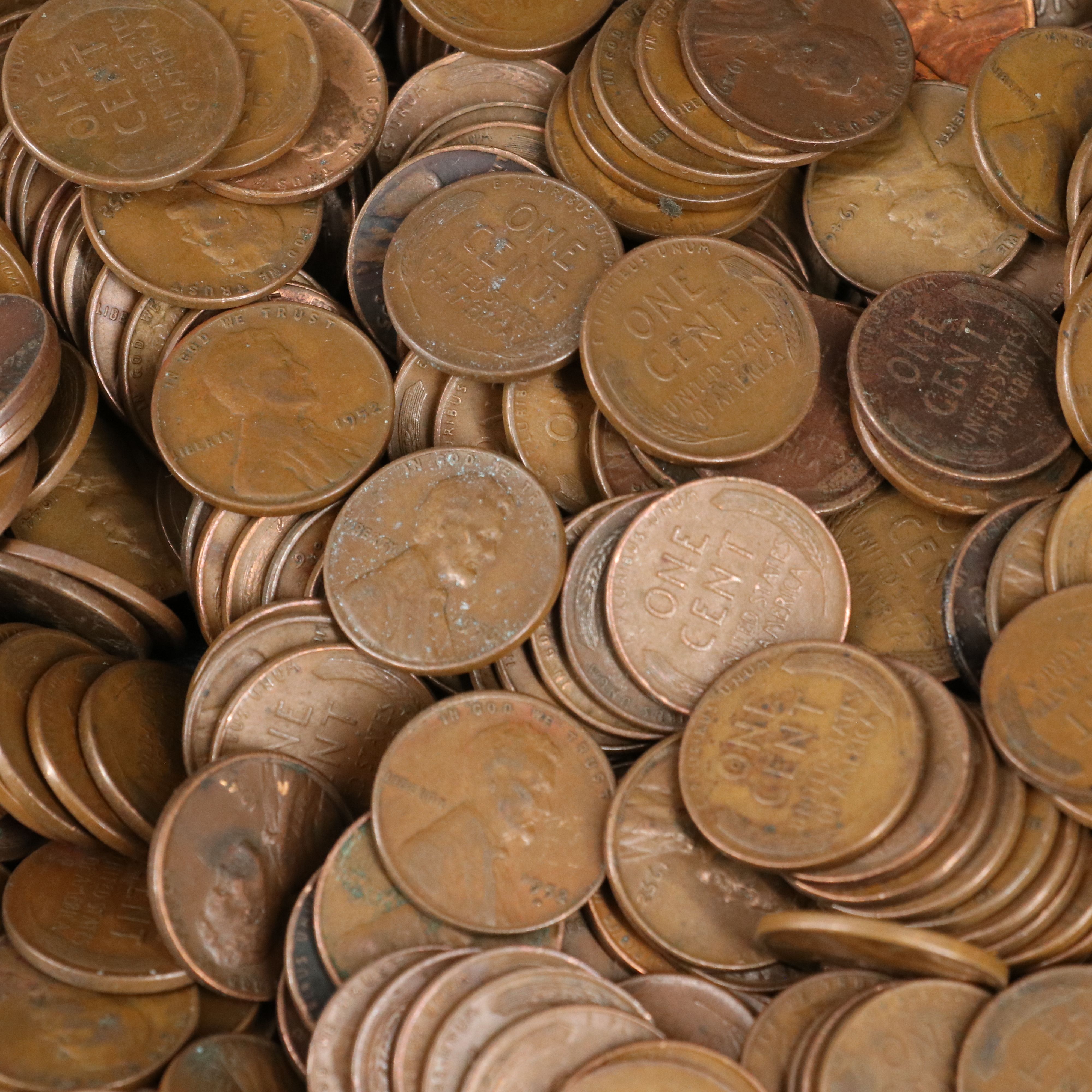 Collection of One Thousand Wheat Cents Including (50) 1943 WW2 Steel Cents