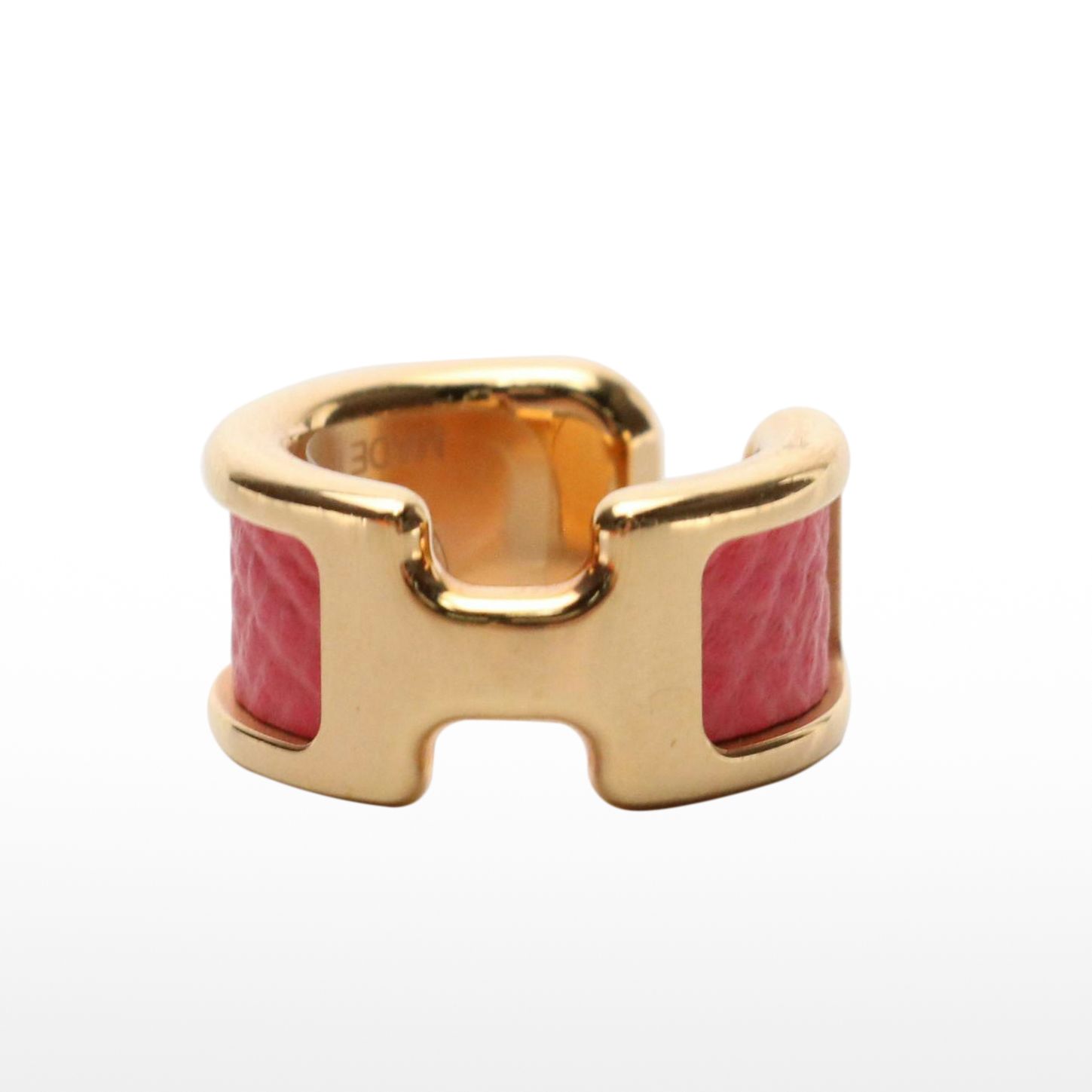Hermès Olympe Gold Tone and Leather Ear Cuff in Box