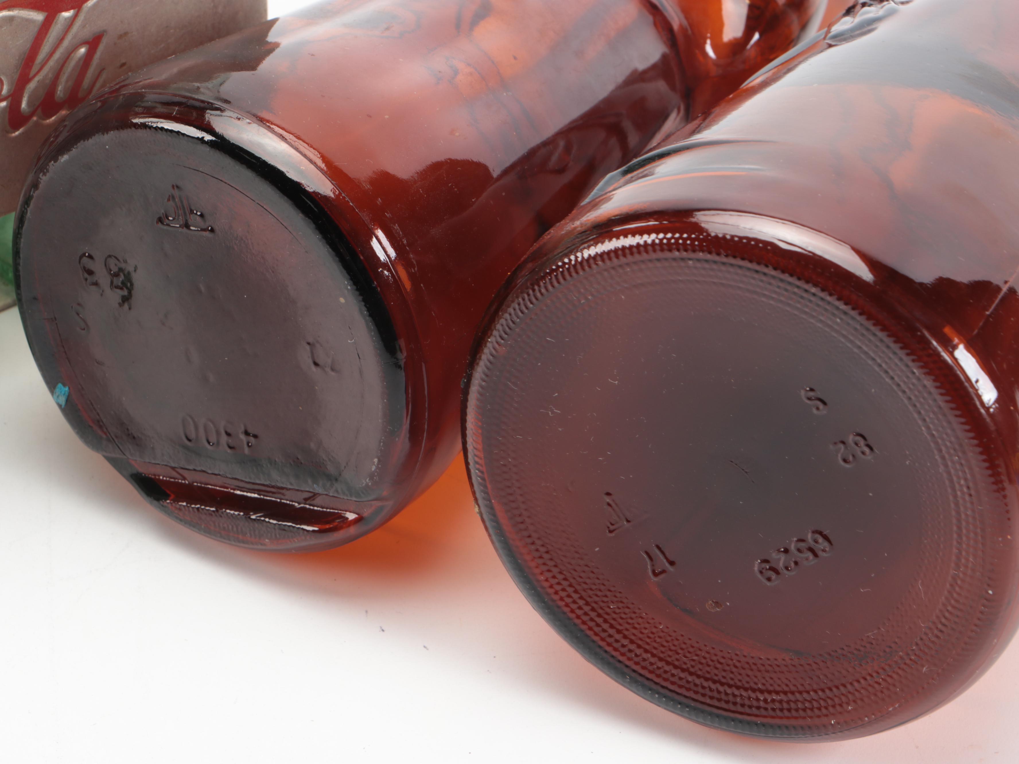 Coca-Cola and Mrs. Butterworth's Glass Bottles with Caddy and Folding Knife