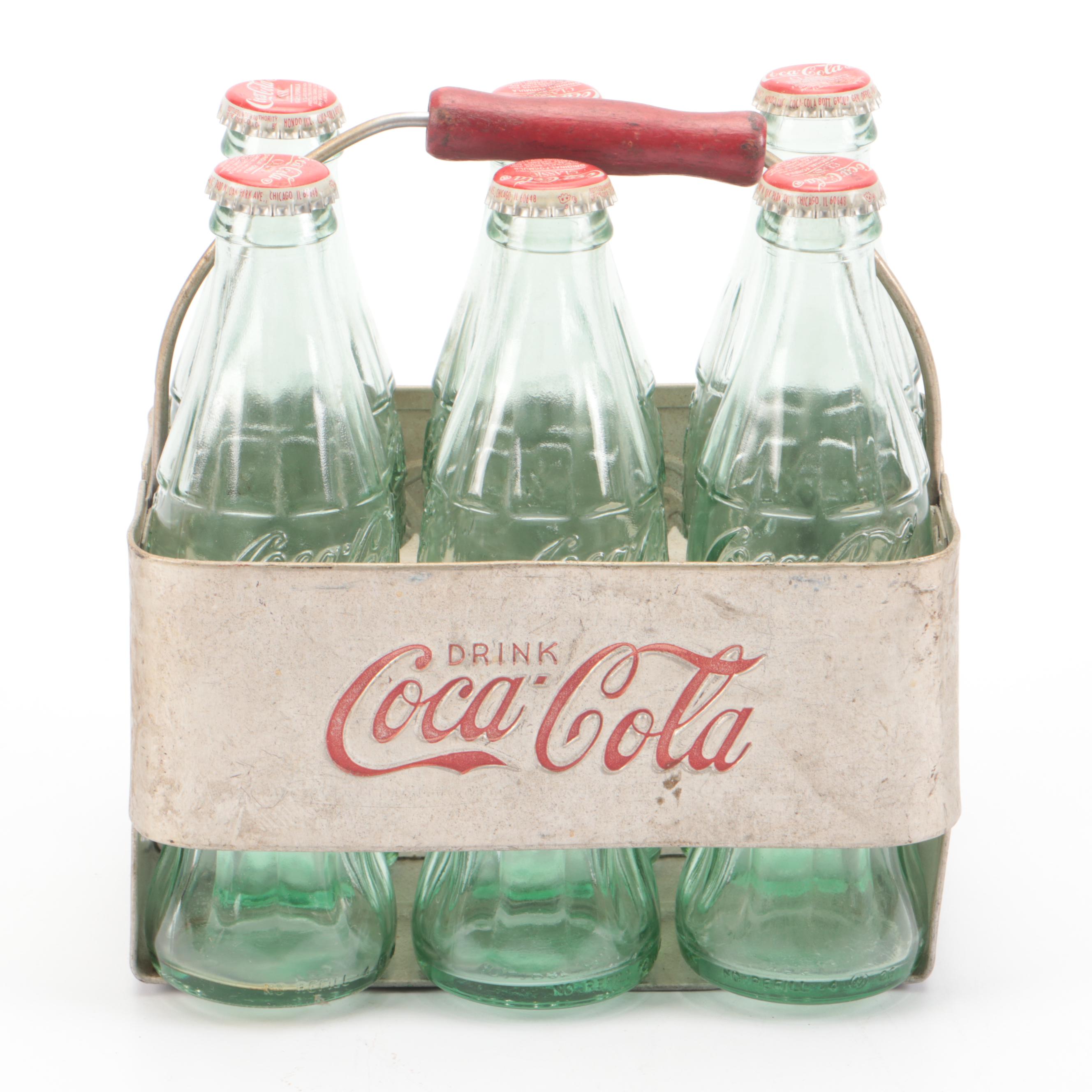 Coca-Cola and Mrs. Butterworth's Glass Bottles with Caddy and Folding Knife